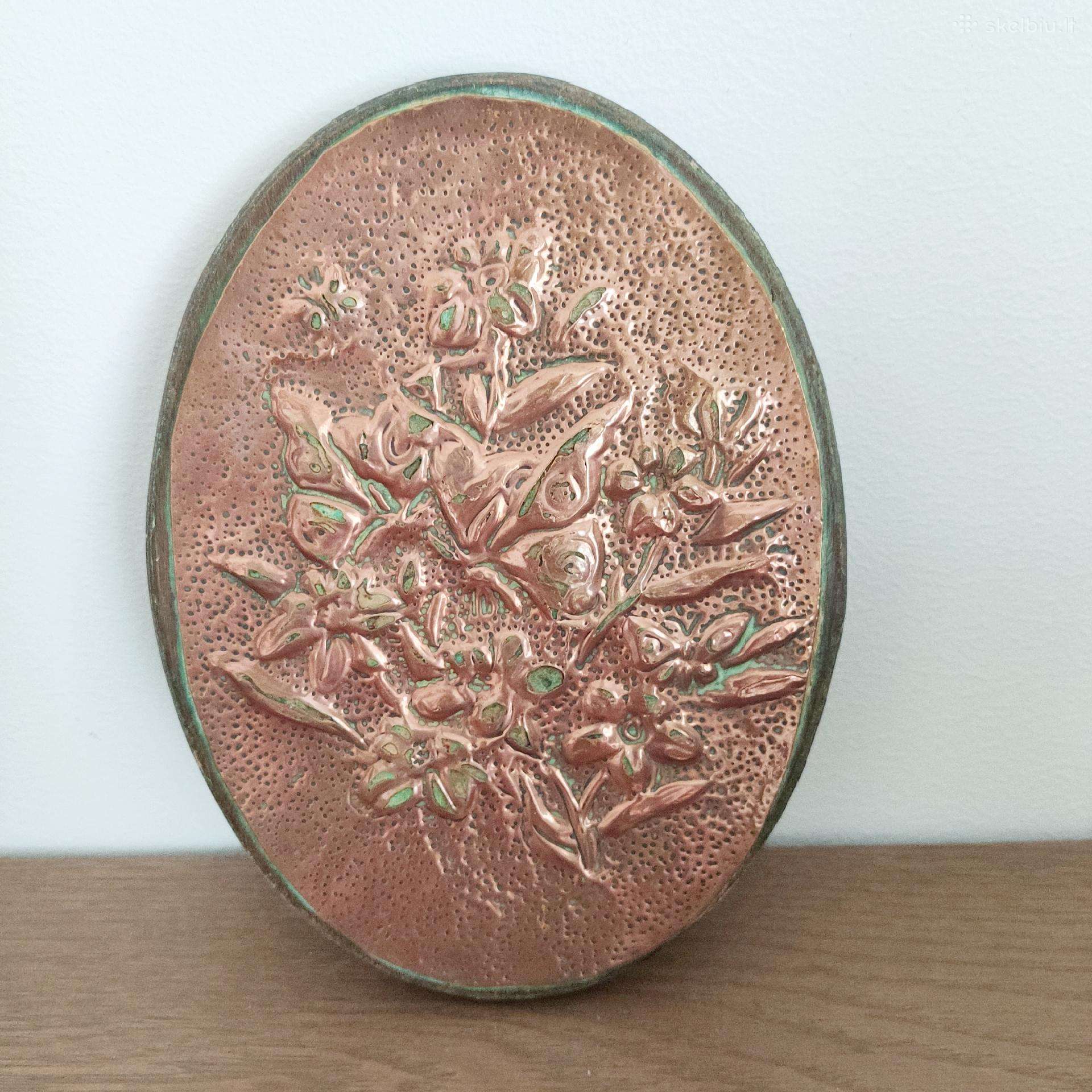 Vintažinis varinis paveikslas „gėlės“ 1970 m