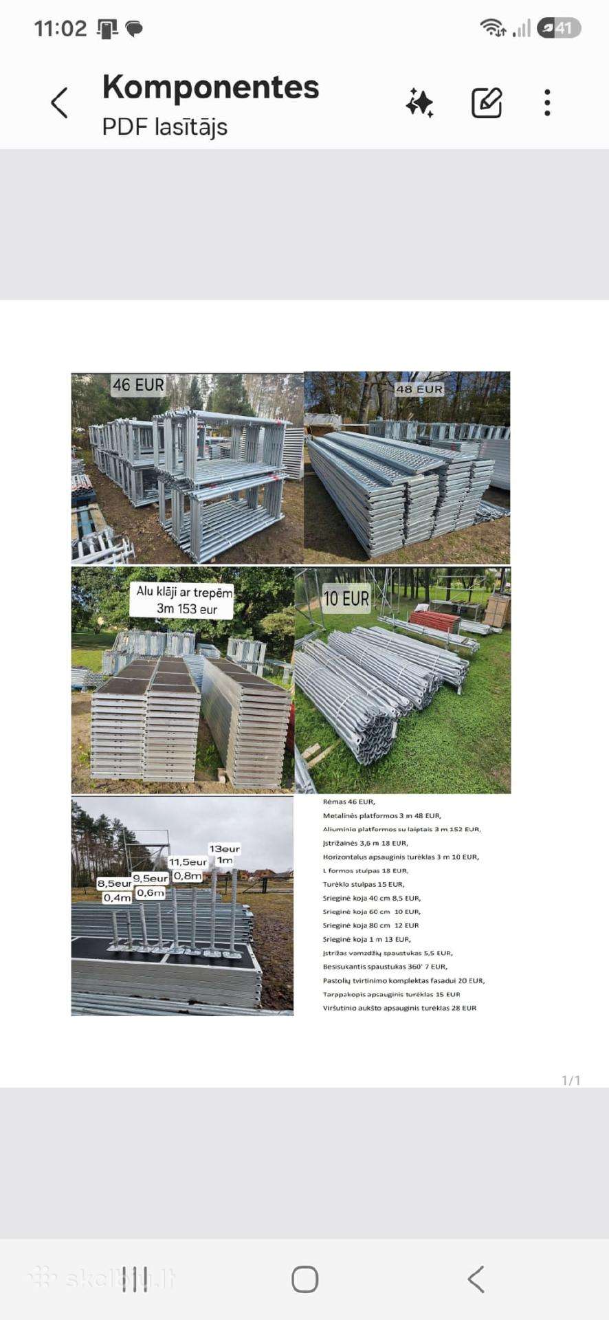 Parduodam nauji Plettac Layher pastoliai 26eur/m2