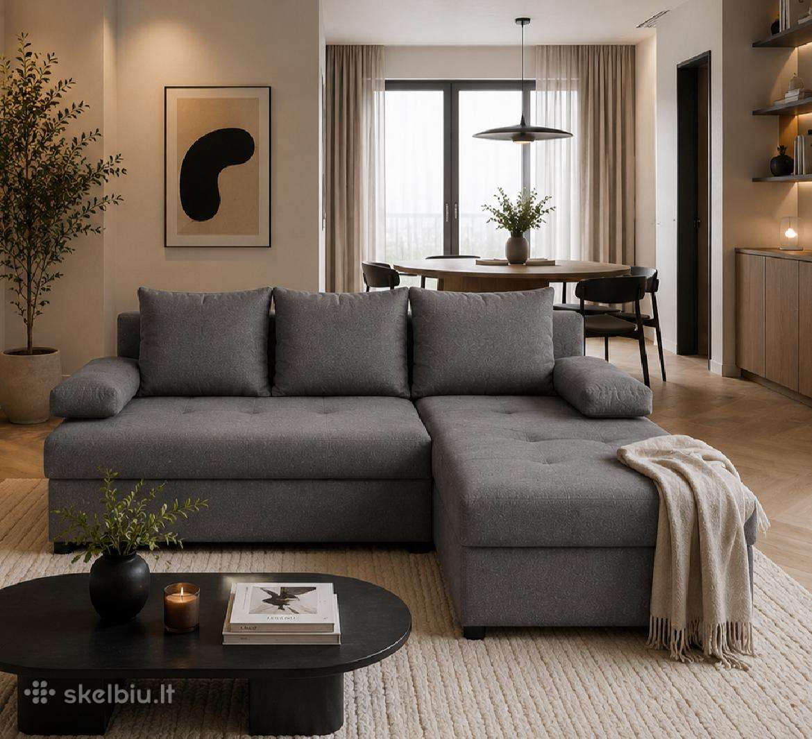 Kampine sofa su miegamaja funkcija