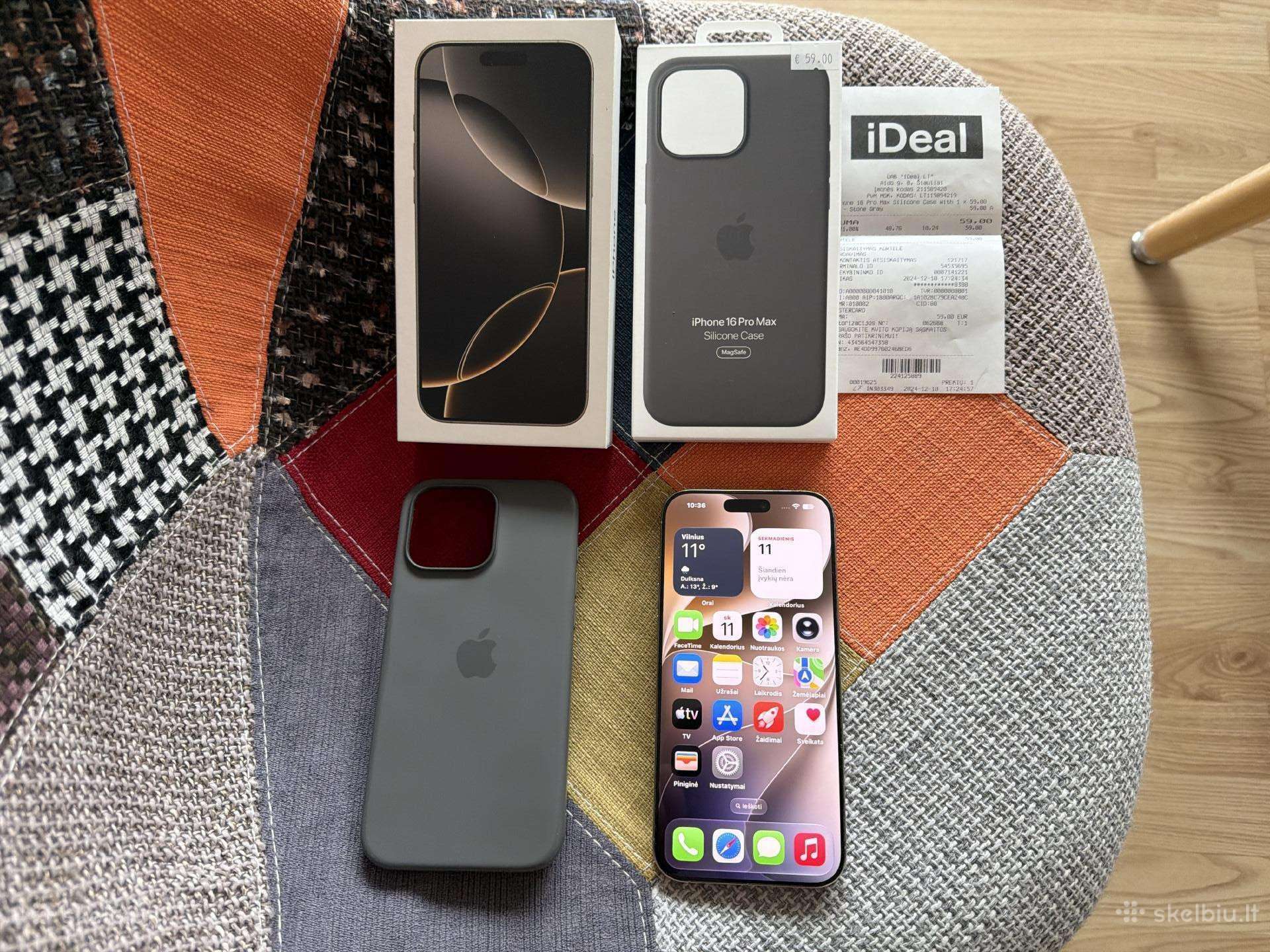 Phone 16 Pro Max,256gb.,garantija,idealus,titanium
