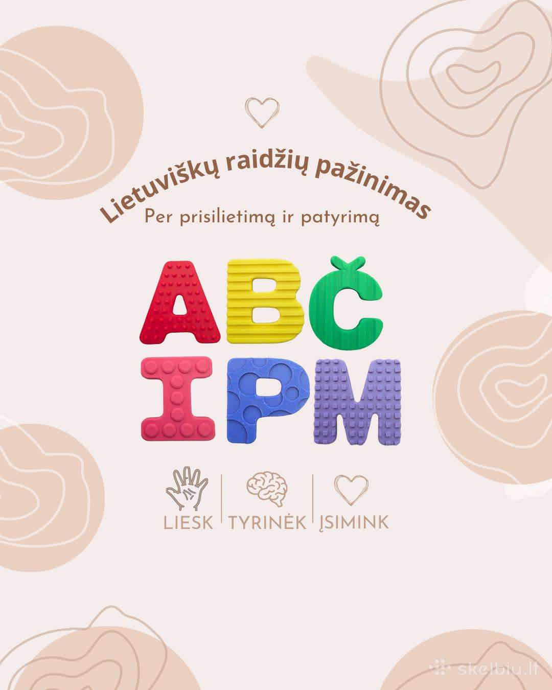 Taktilinės lietuviškos abėcėlės raidės