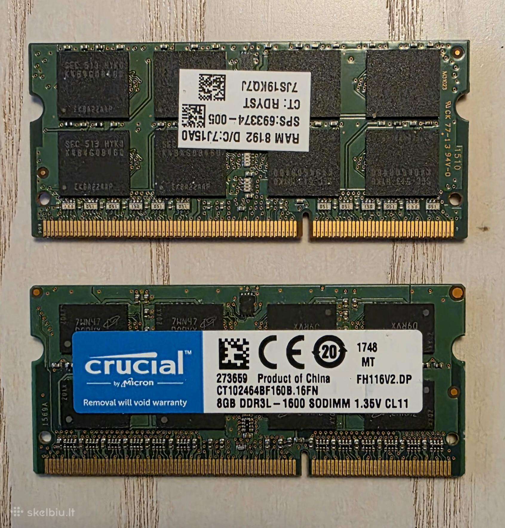 RAM ddr3l 8gb 1600 Sodimm 1.35v