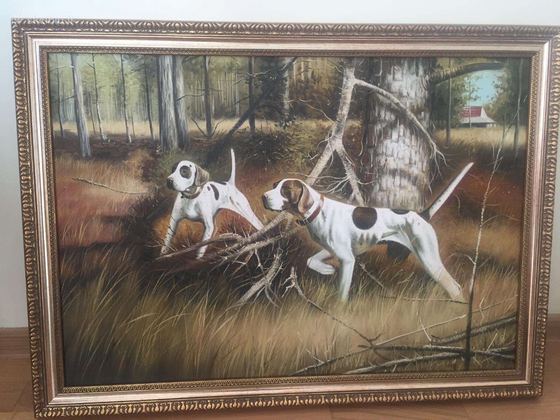Antikvarinis paveikslas D.newman Dogs