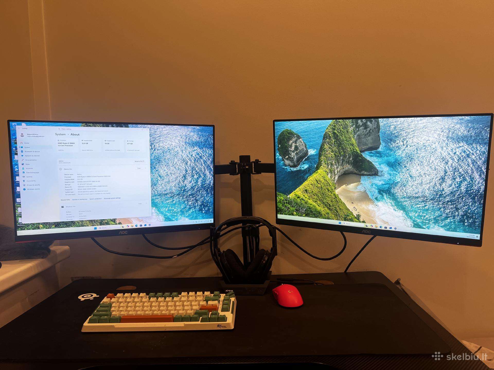 Pilnas Gaming Setup – Rtx 3080, Ryzen 9, 32gb RAM