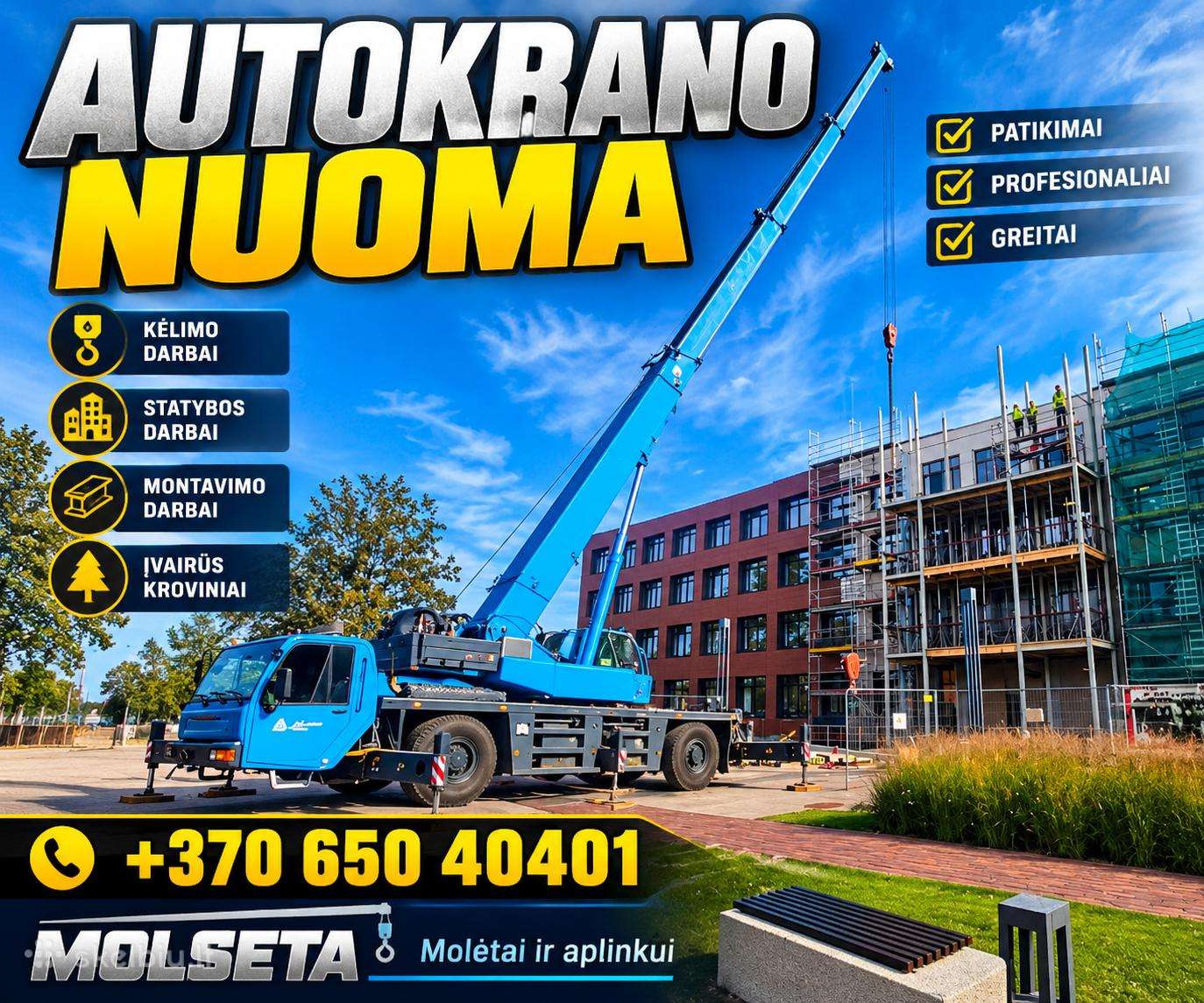 Automobilinio krano nuoma