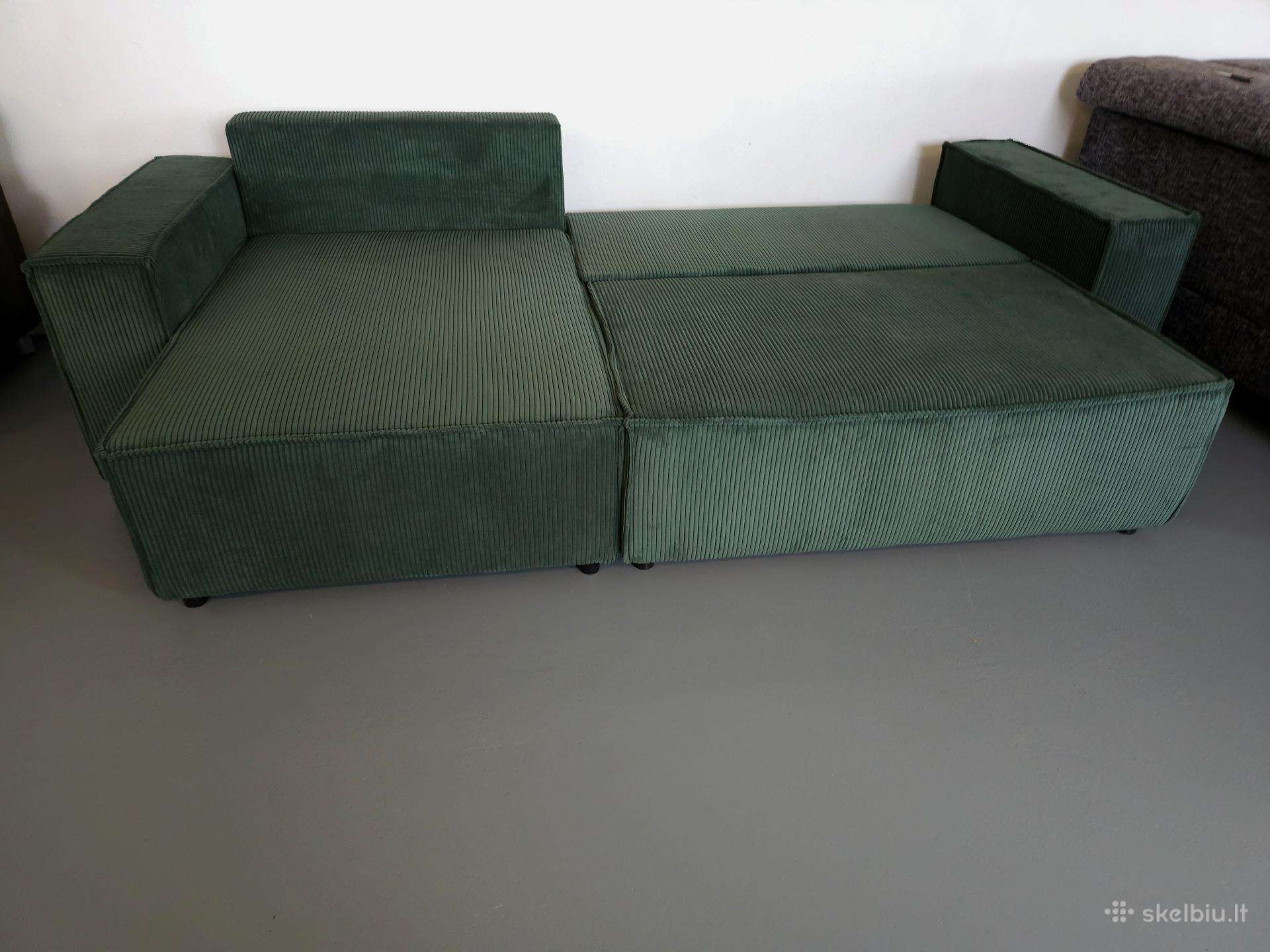 Nauja, kampinė sofa lova - žalios spalvos.