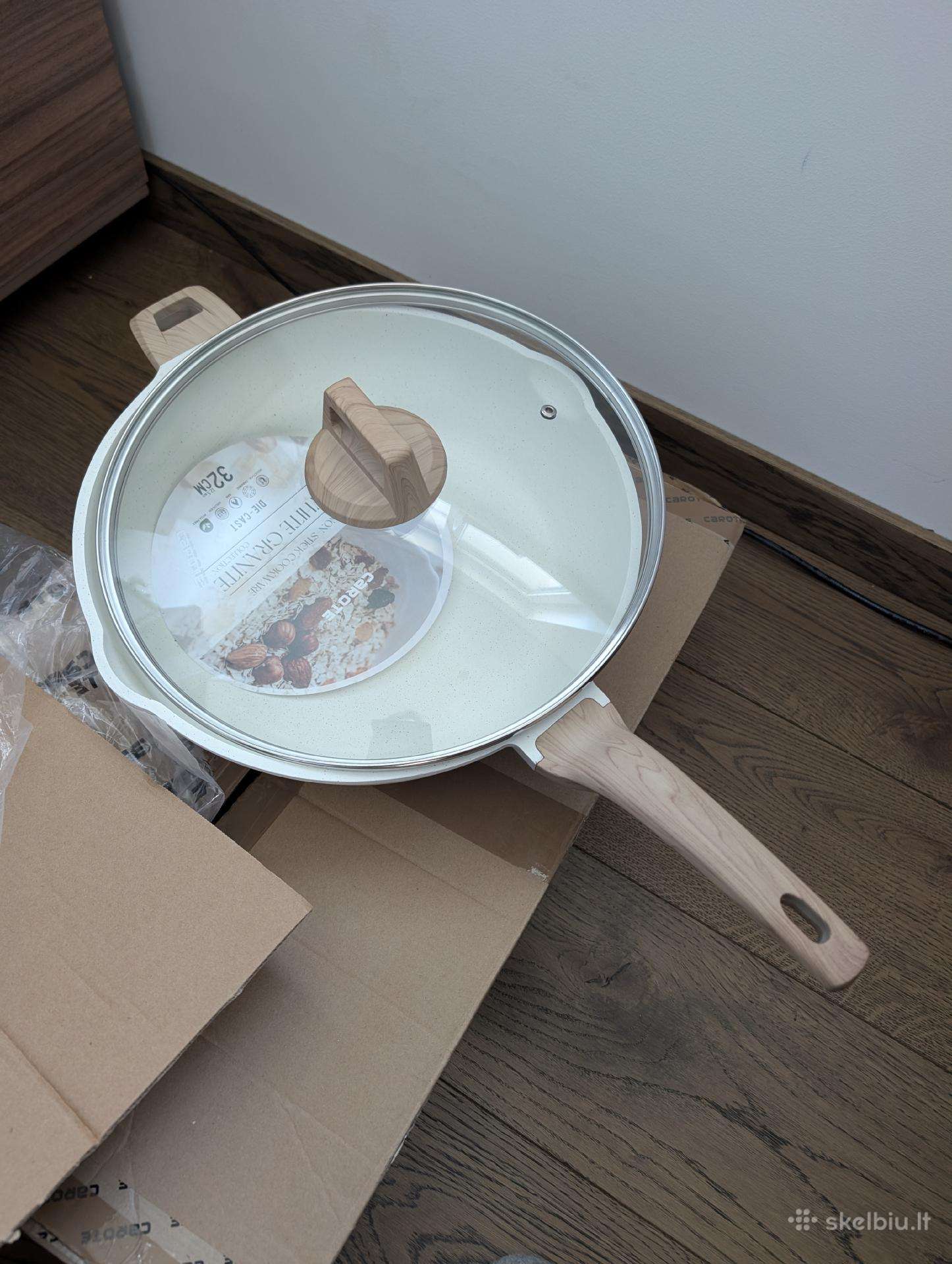 Nauja Carote 32 cm Wok su stikliniu dangčiu