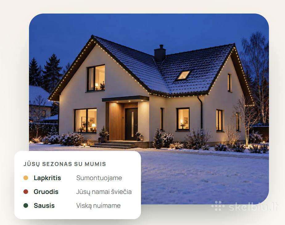 Kalėdinių lauko girliandų kabinimas, montavimas,