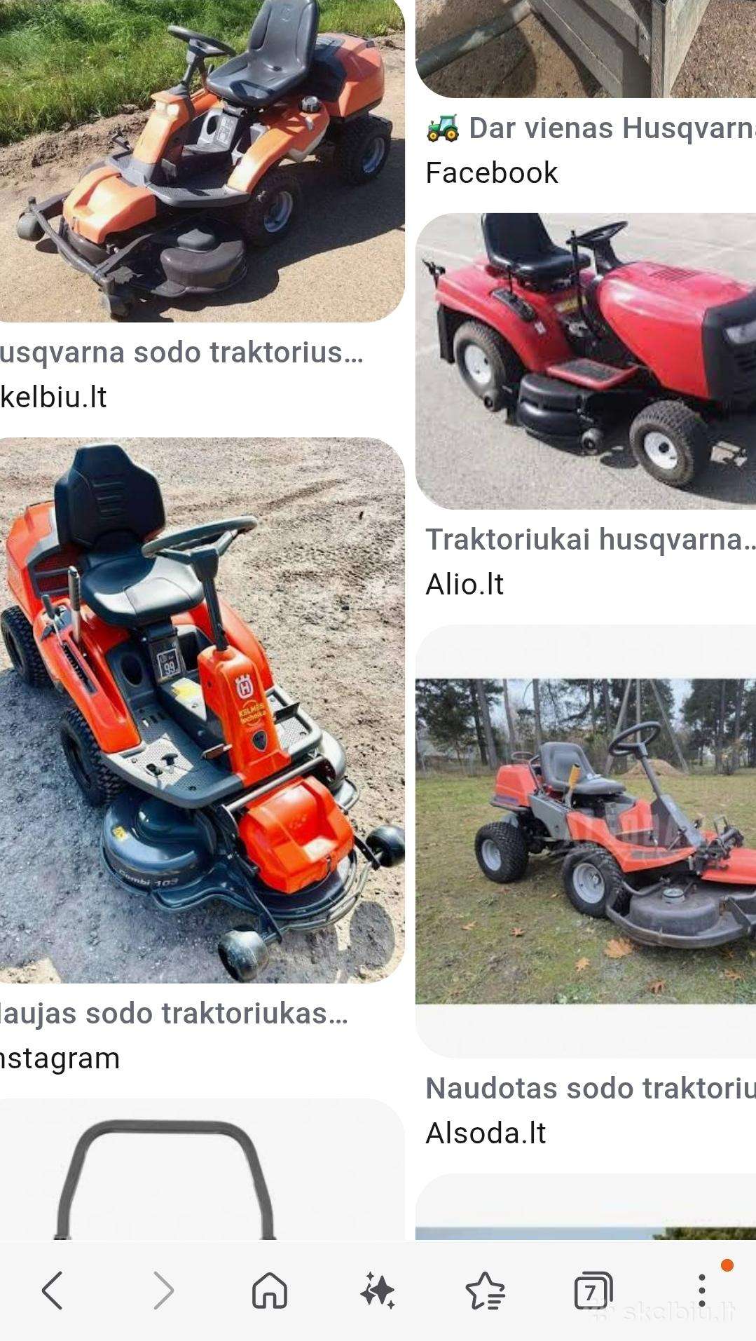 Perku sodo traktoriukus husqvarna ir kitus