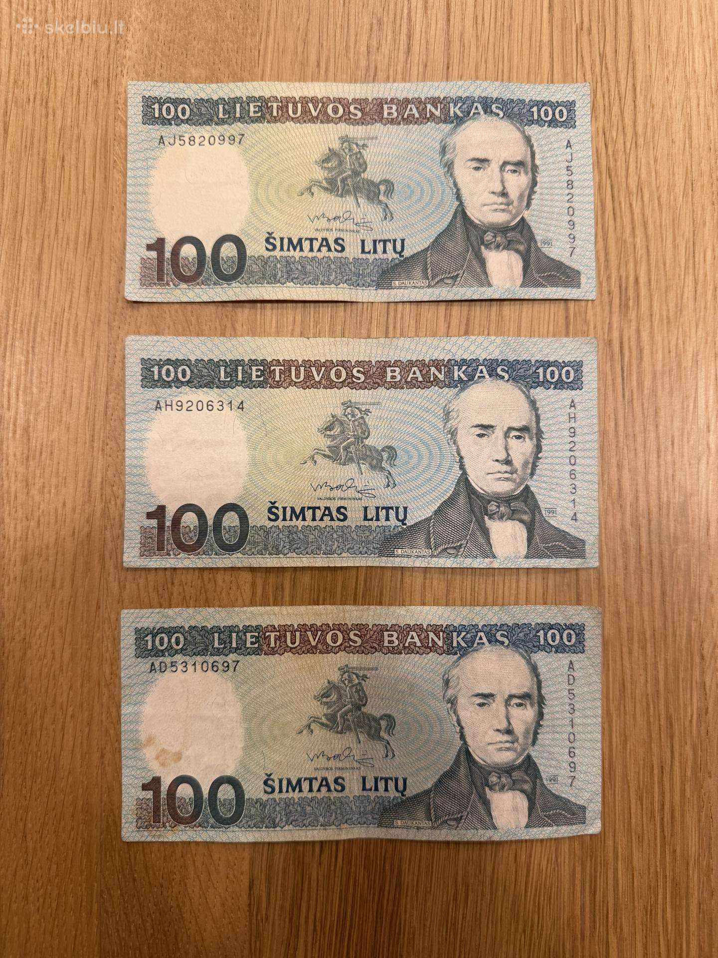 1991 metų 100 litų banknotai
