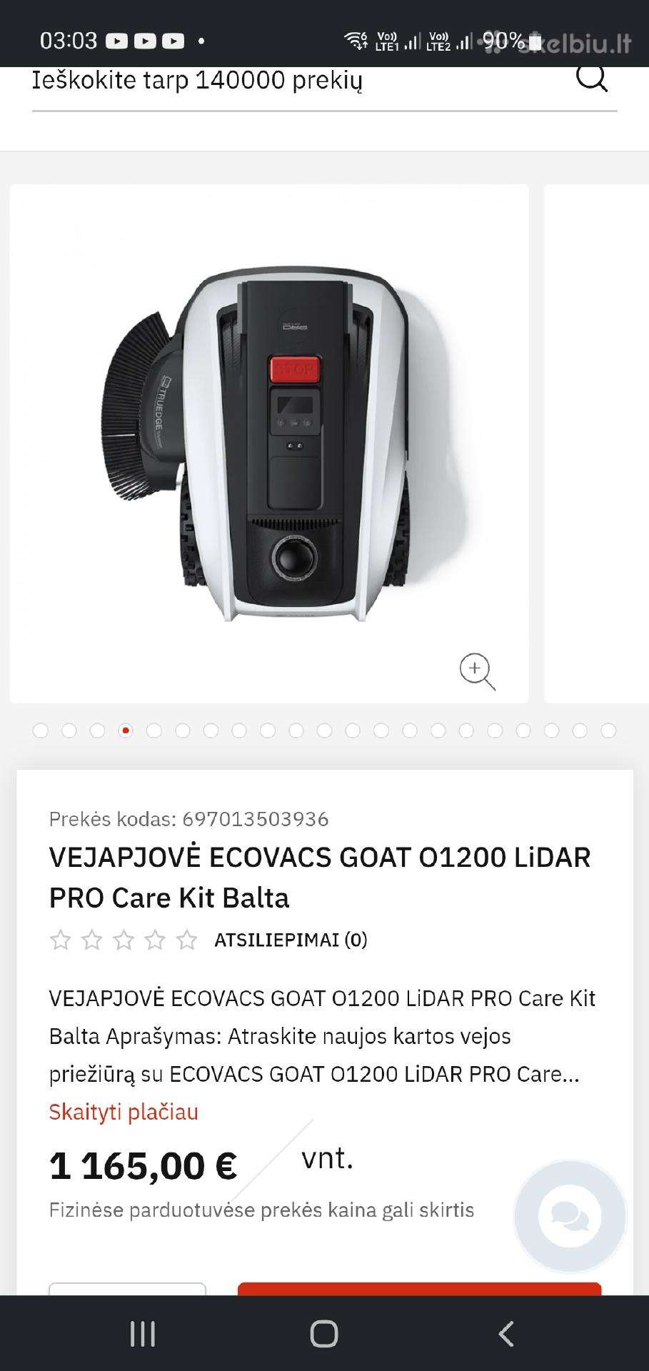 Ecovacs Goat 1200 Lidar pro vejapjovė robotas