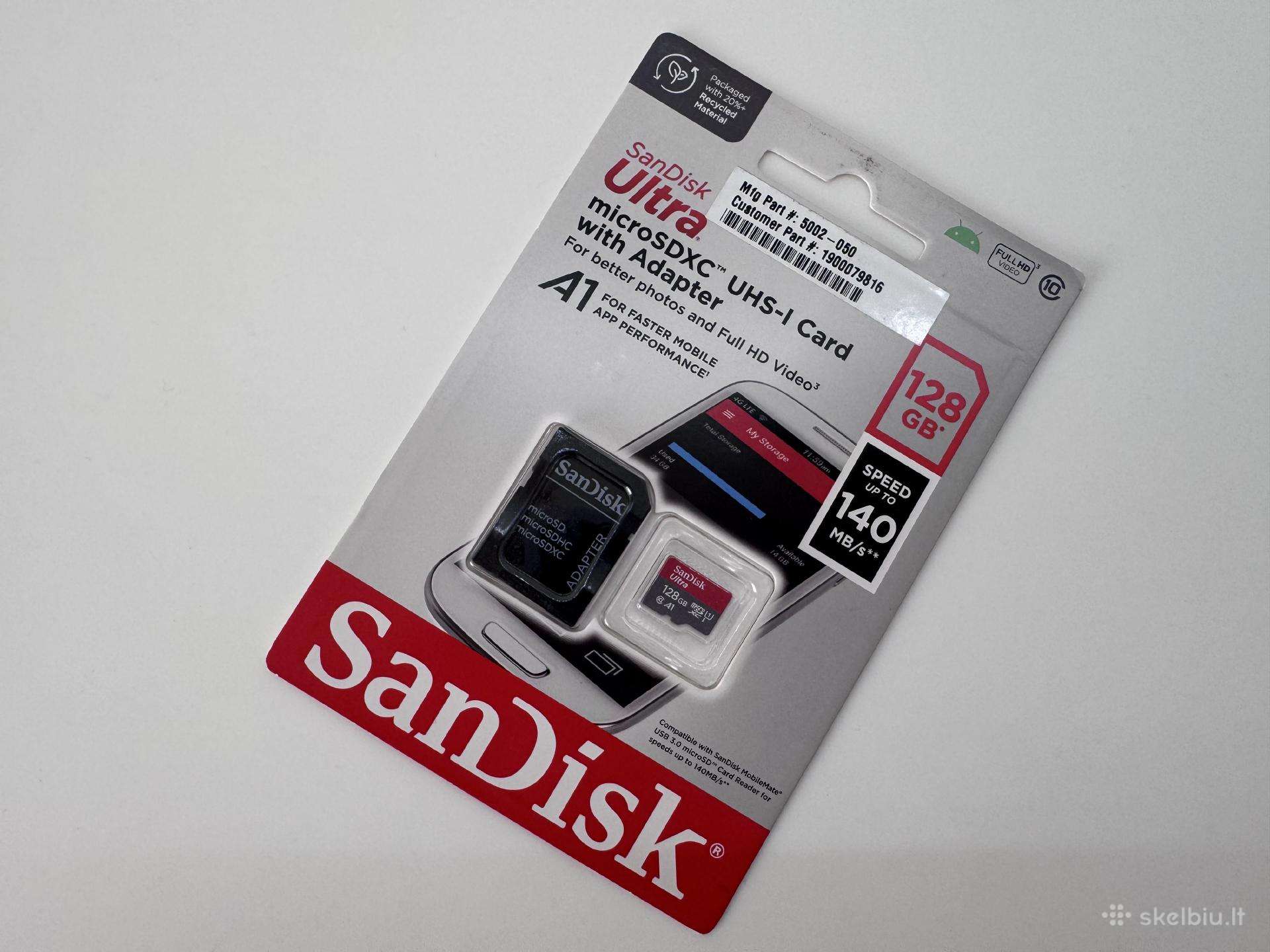 Nauja Sandisk Ultra microsdxc 128 GB kortel