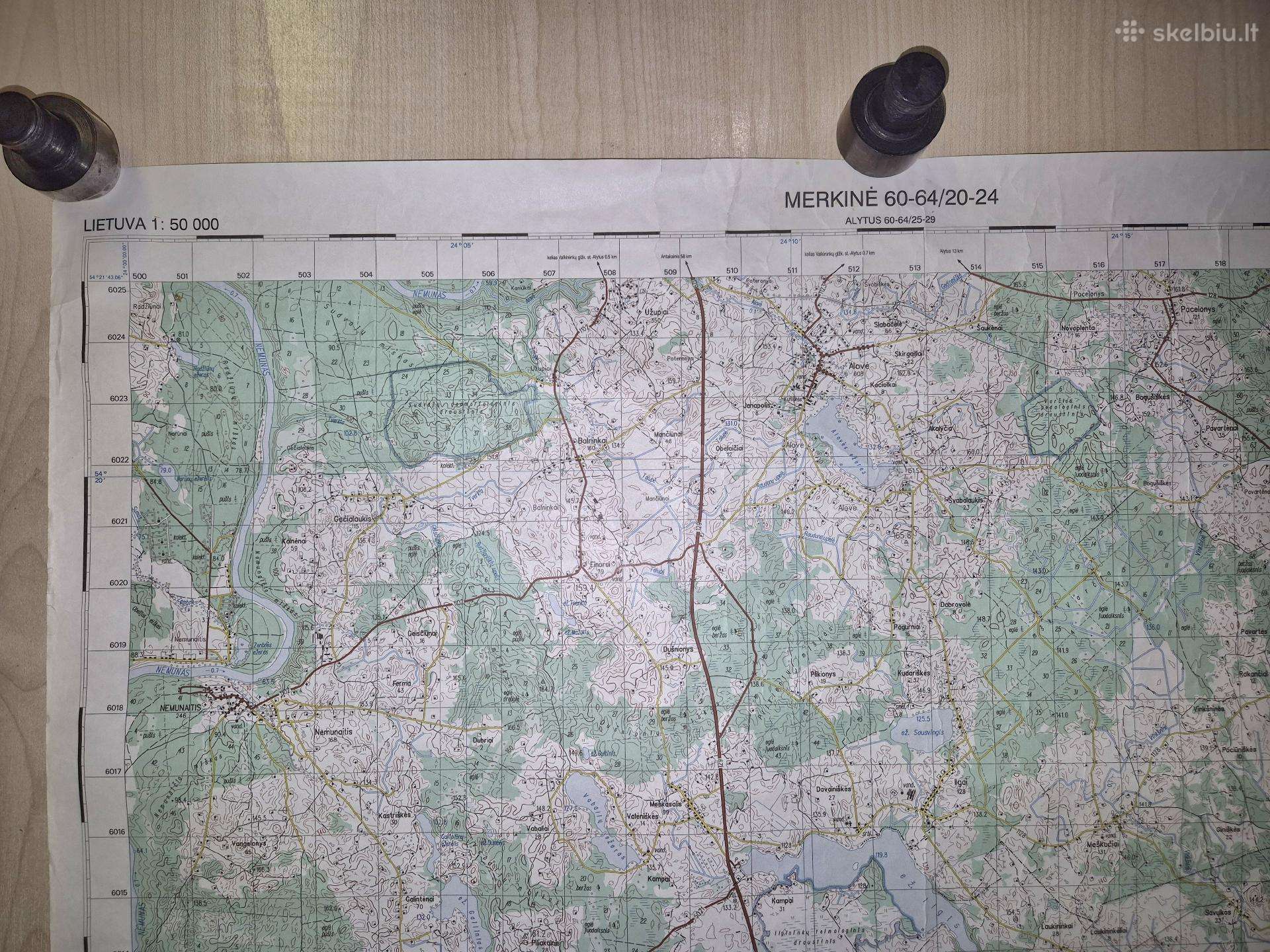 Merkinės ir apylinkių žemėlapis