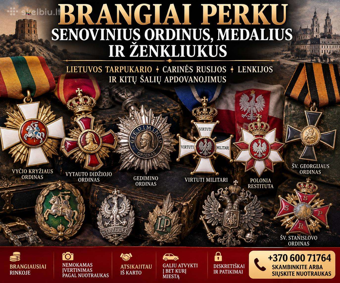 Brangiai Perku Senovinius Medalius, Ženkliukus