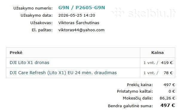 Dji Lito X1 + Dji Care 24 men draudimu