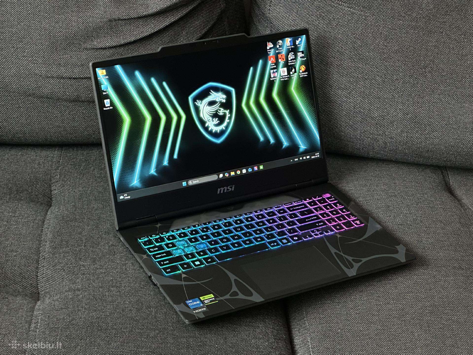 Parduodu Msi Cyborg 15 su I5, Rtx 5050 8gb, 144hz
