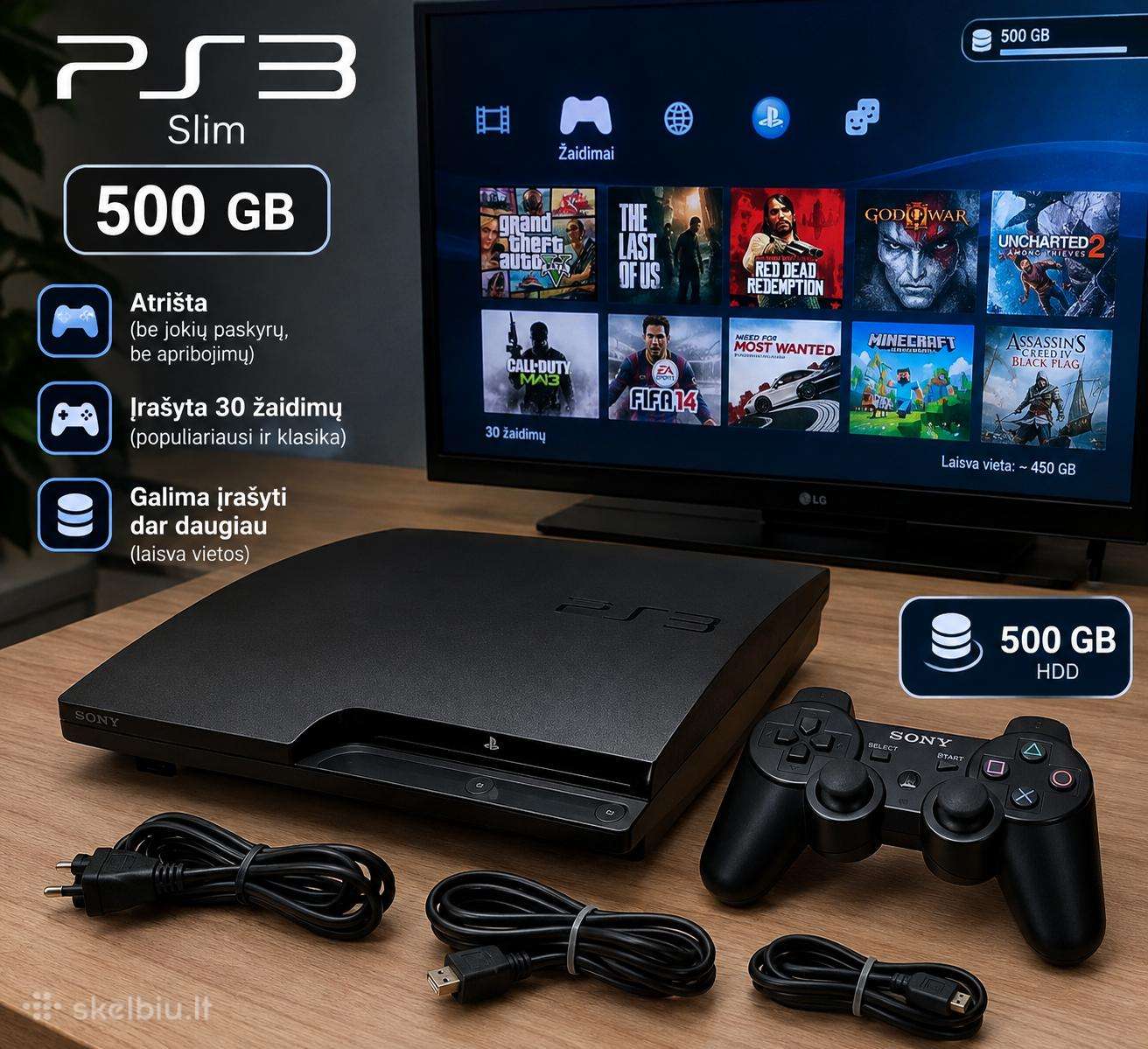 PS3 Slim atrišta 500 GB