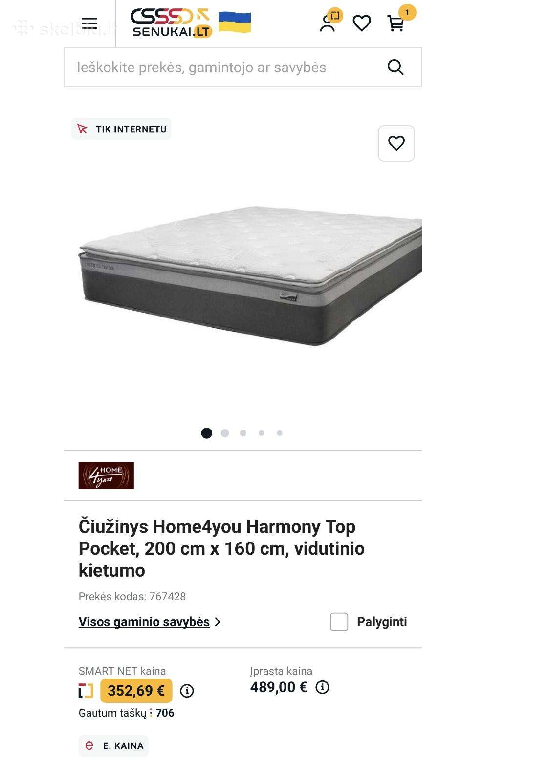 Čiužinys Home4you Harmony Toppocket 160cm