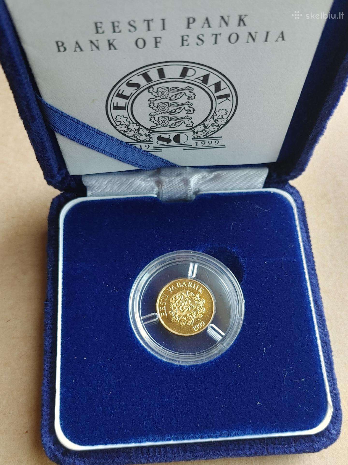 1999m Estija 15.65 kroon moneta - auksas