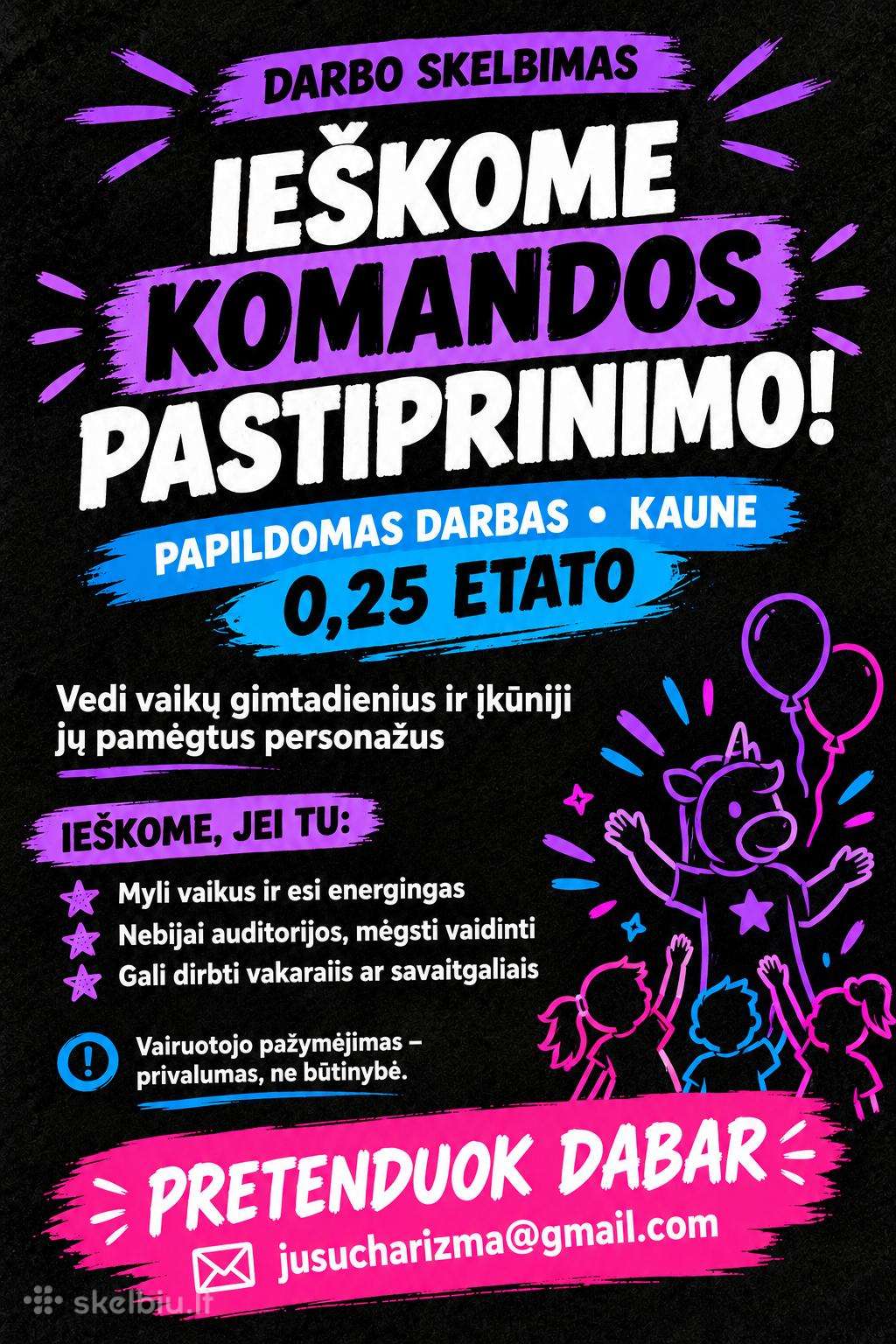 Papildomas darbas studentams ir moksleiviams