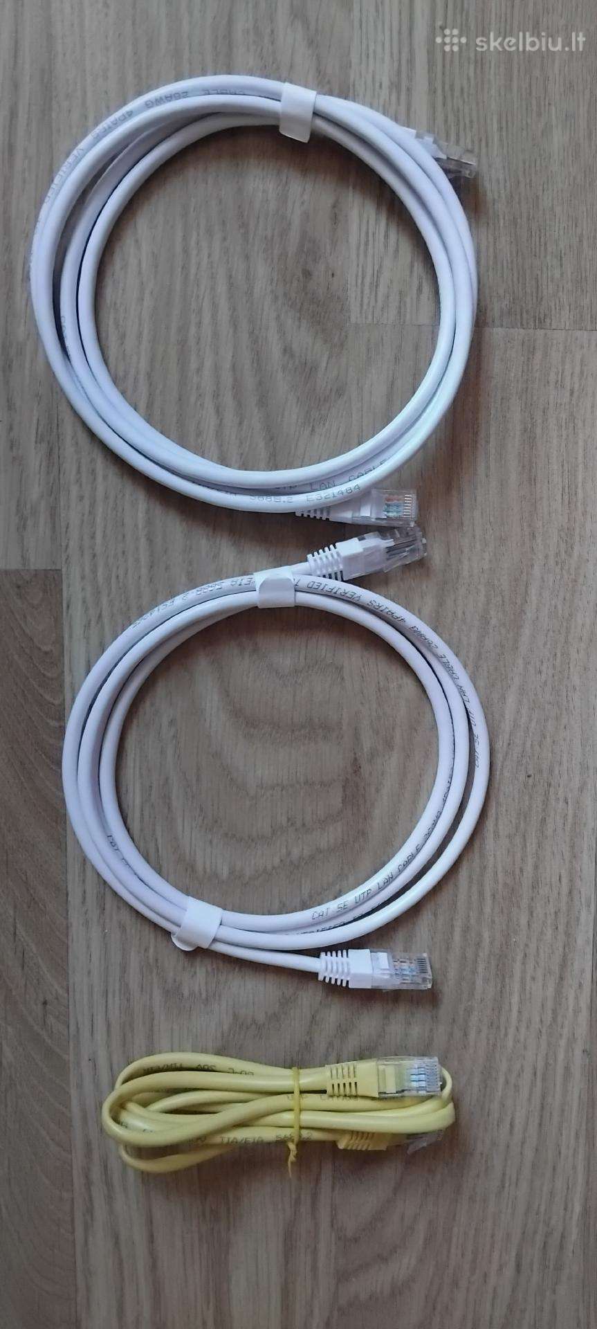 3 nauji interneto (Lan) kabeliai su Rj45 jungtimis