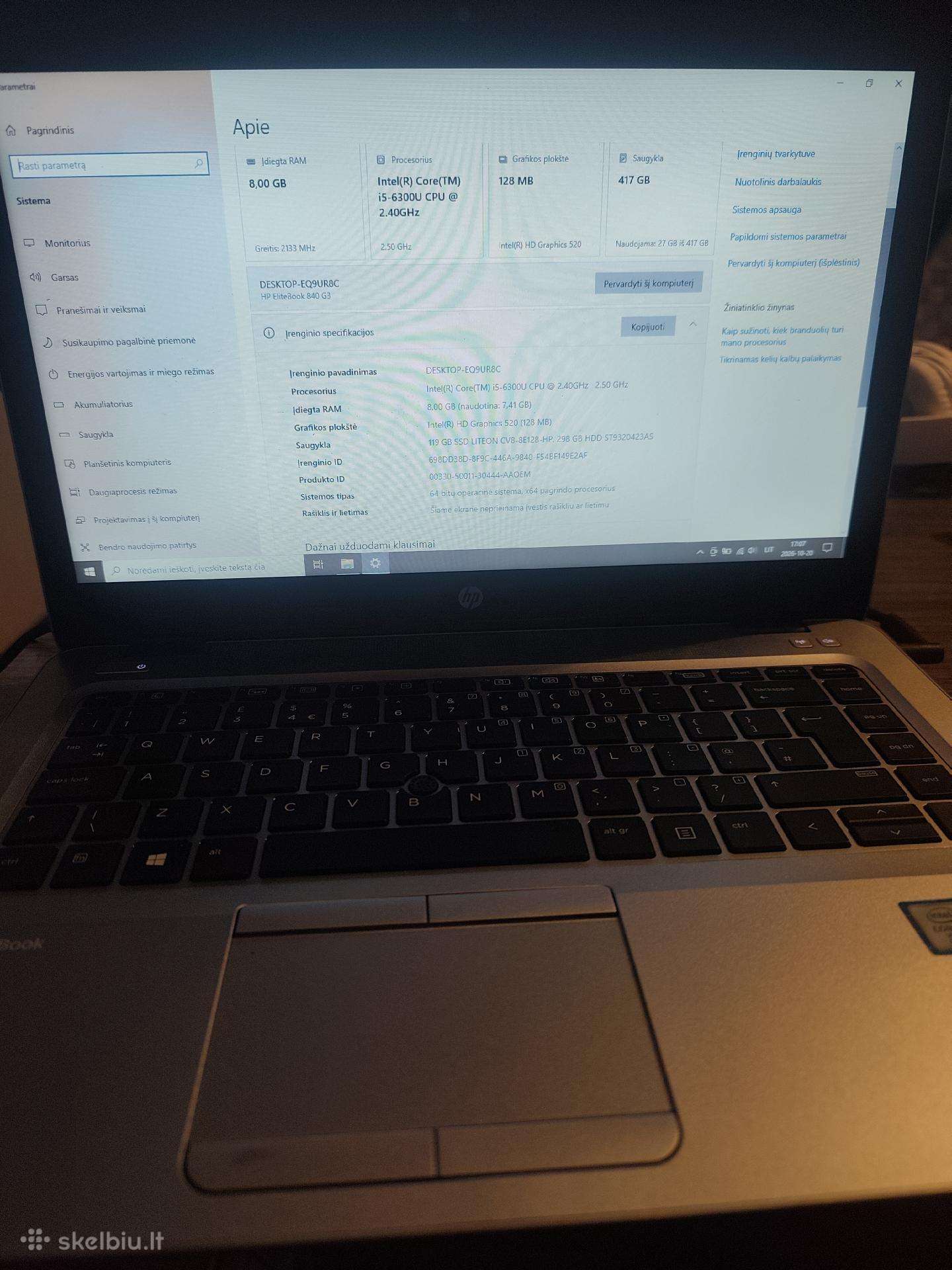 Hp elitebook 840 g3 (dalimis arba visa)