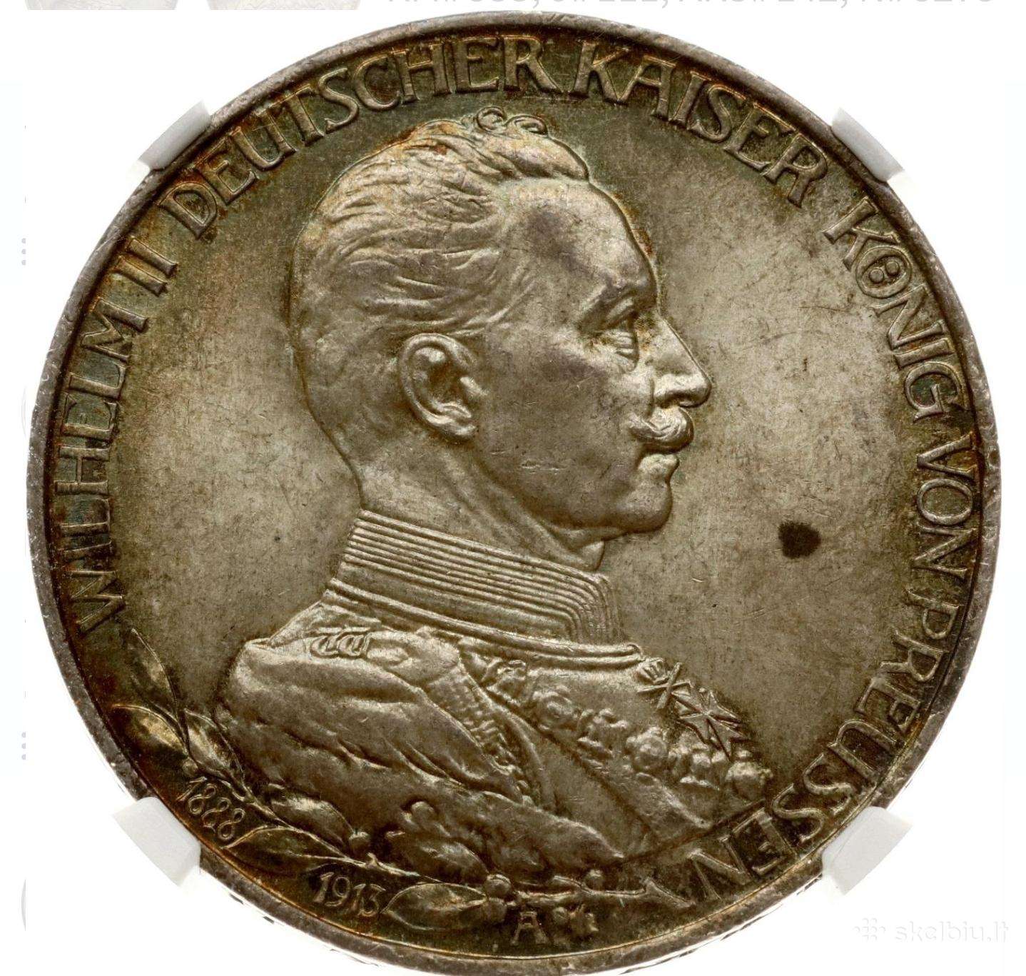 Sidabrinė moneta 3 Markės 1913 A Ngc Ms63