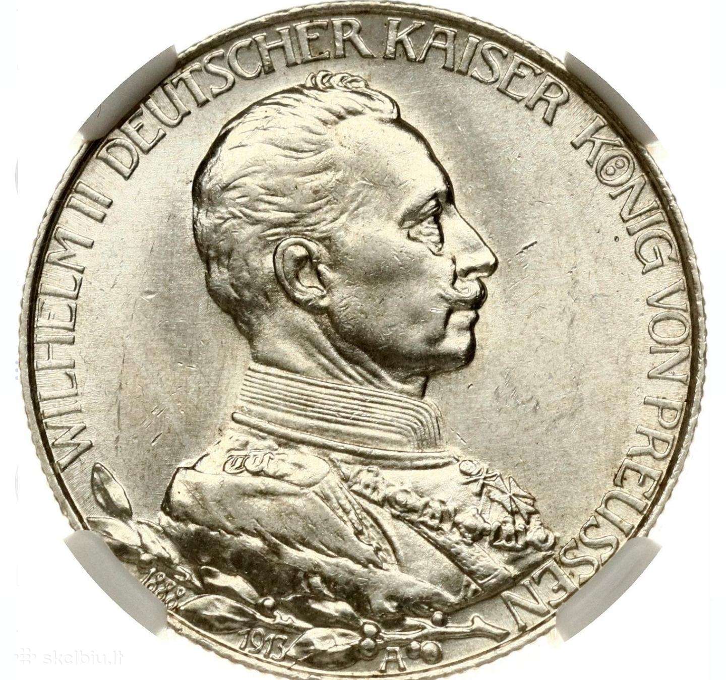 Sidabrinė moneta 2 Markės 1913 A Ngc Ms62
