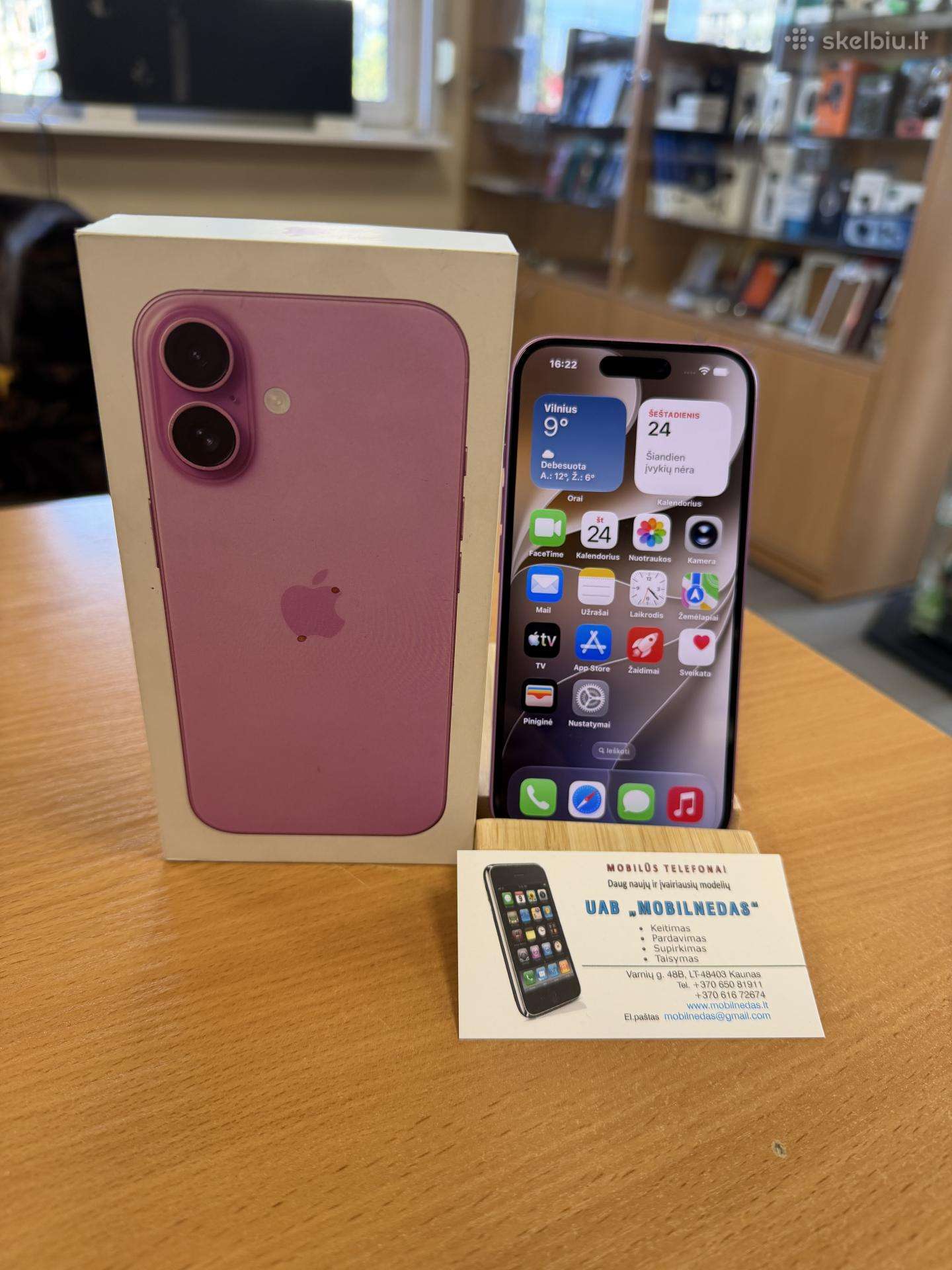 iPhone 16 128gb Pink Kaina 550eur