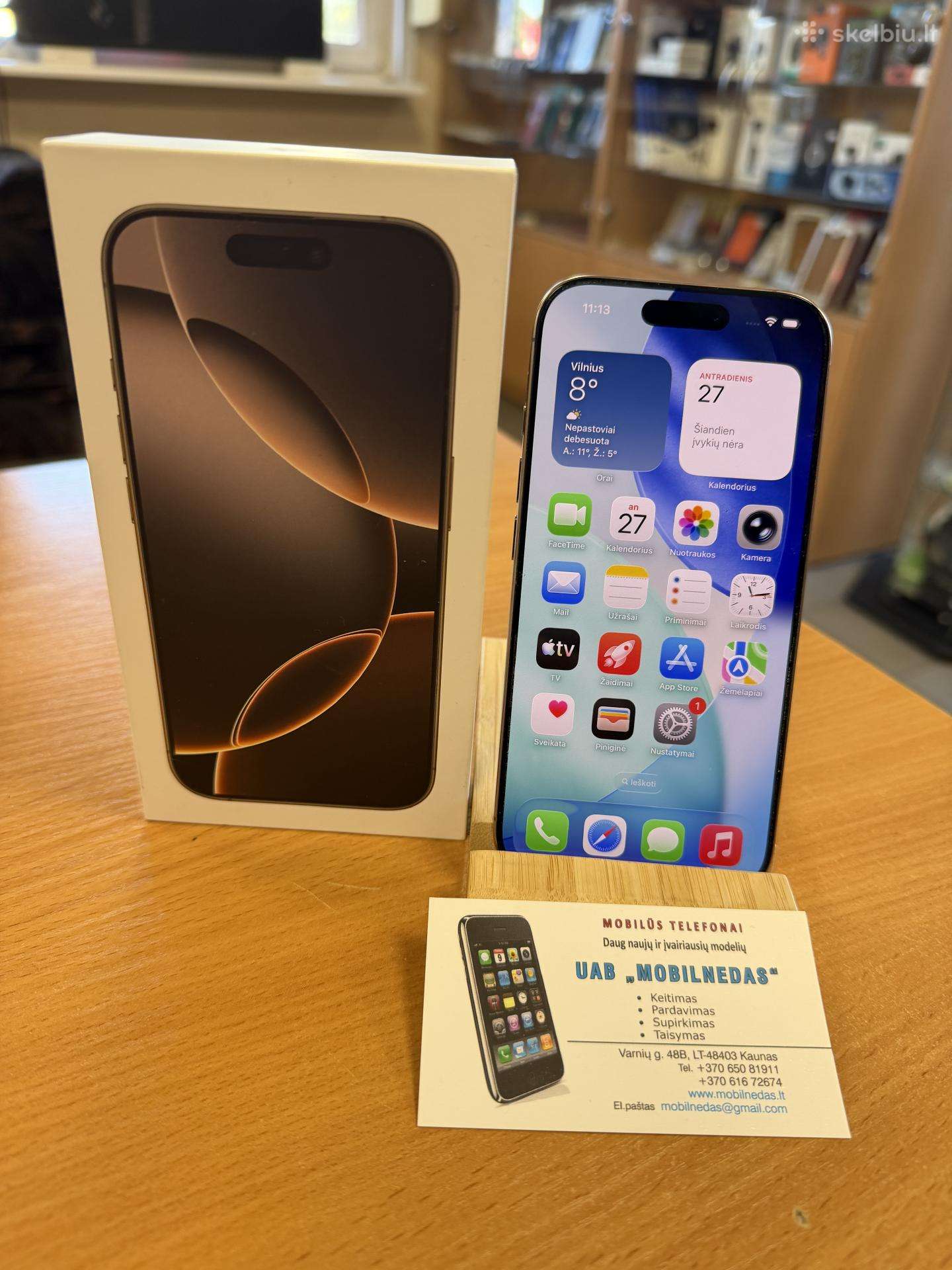 iPhone 16 Pro 256gb Desert Titanium Kaina 650eur