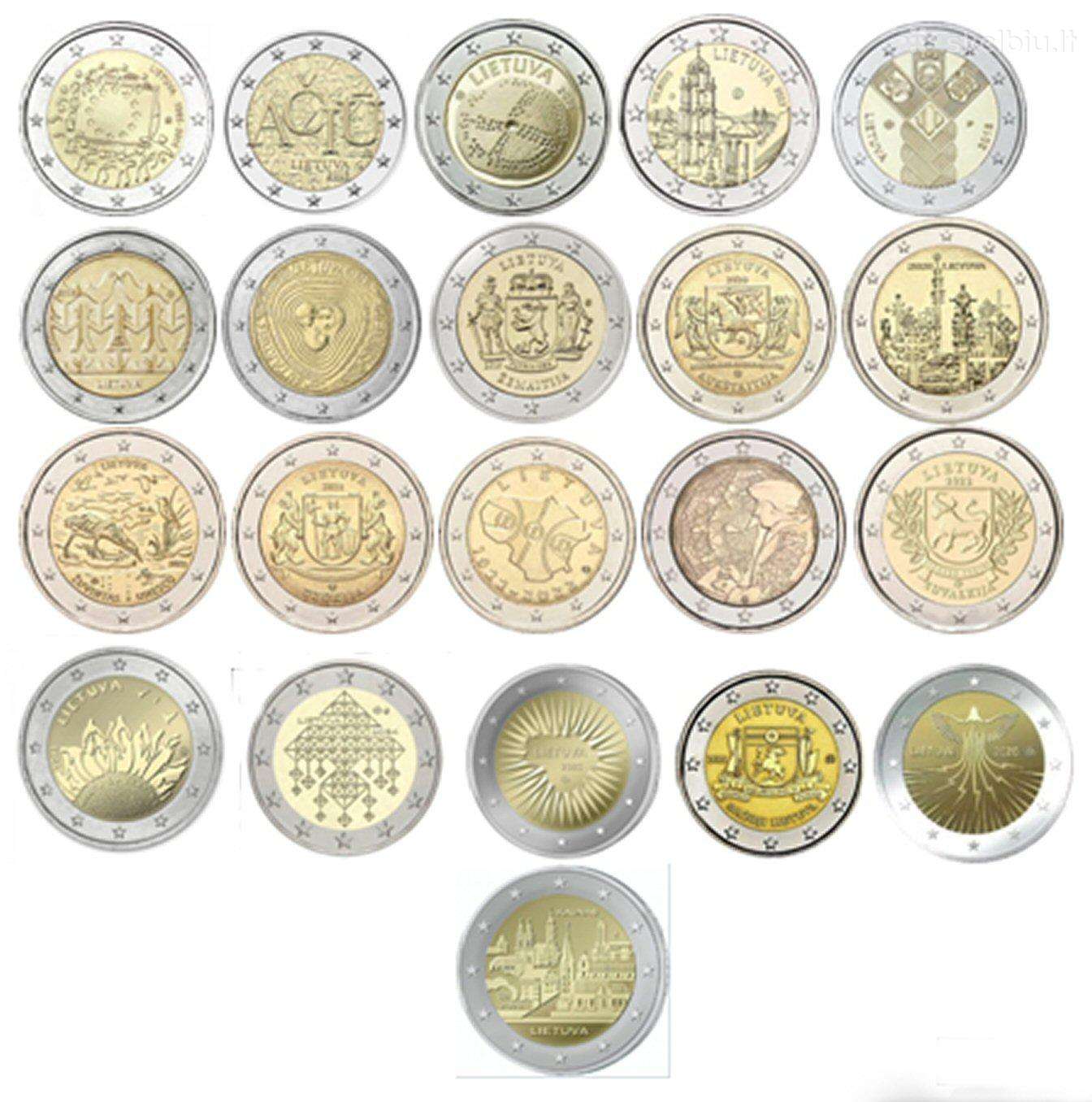 Lietuvos proginės 2 eurų monetos (Unc) Atnaujintas