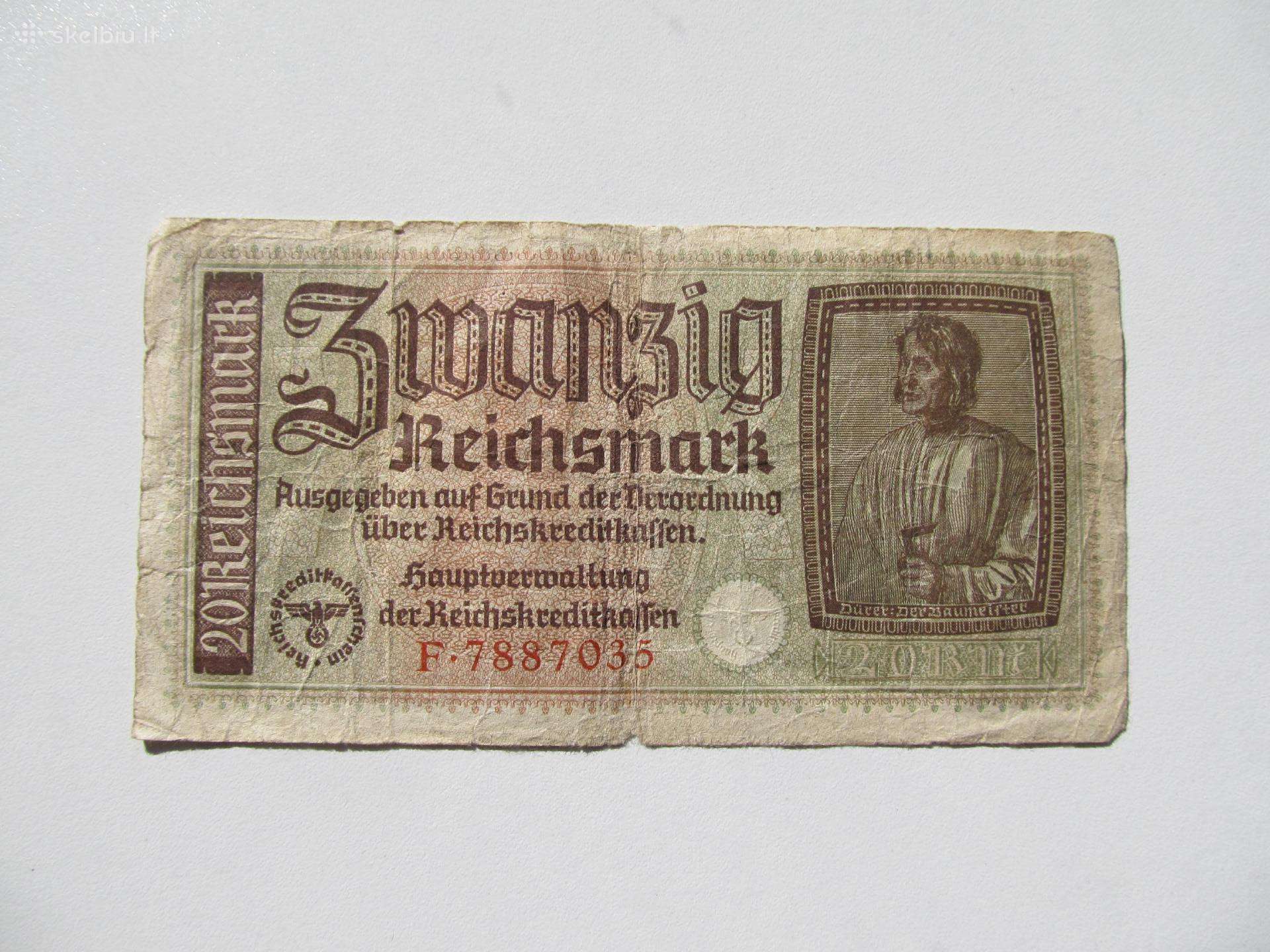 20 reichsmarkiu , Vokietija , 1940-1945