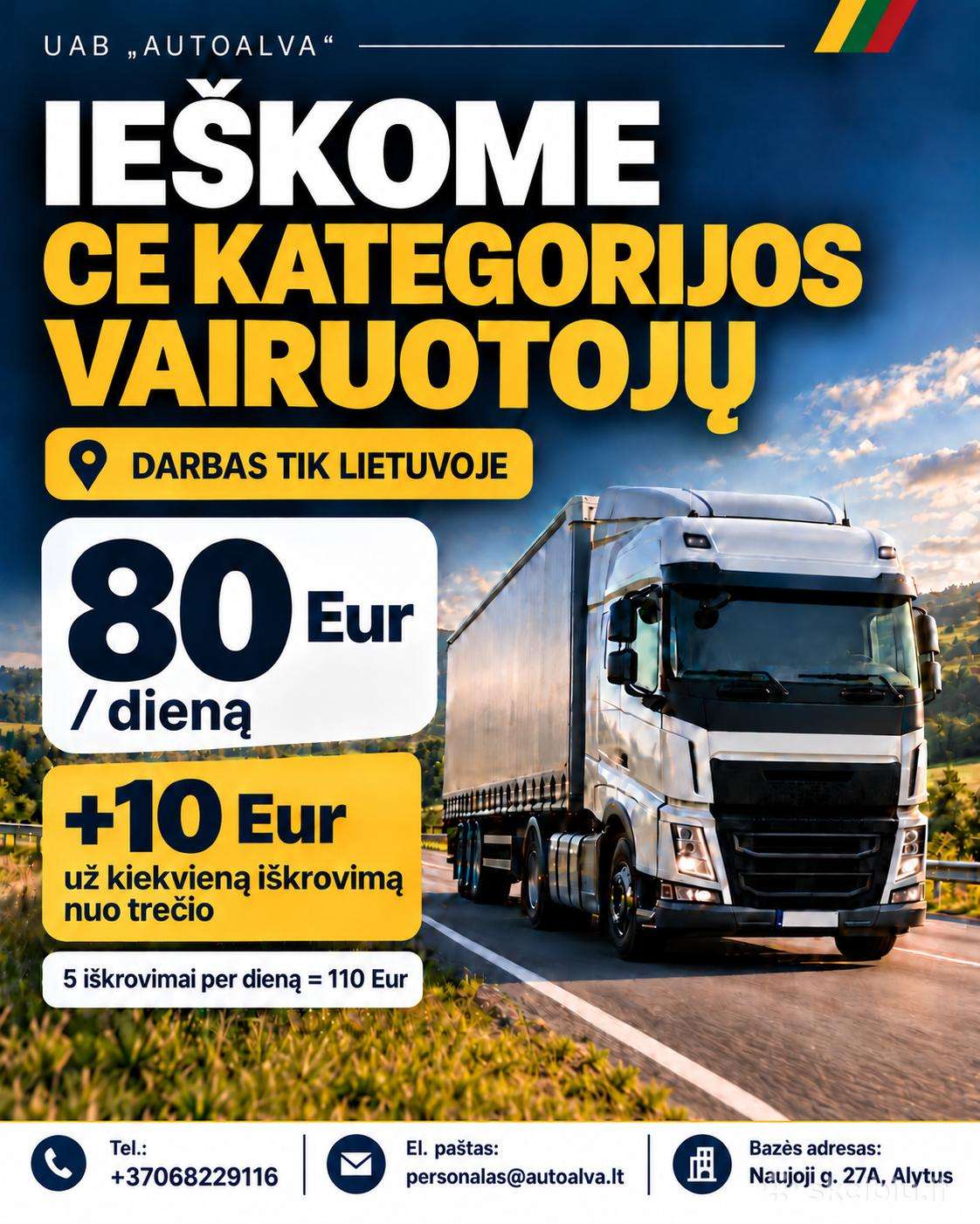 Ieškome CE Kategorijos Vairuotojų Lietuvoje!