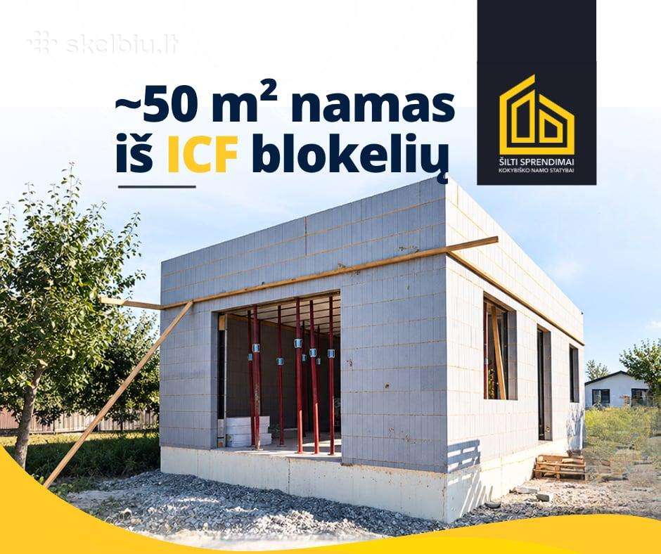 50 m2 šilto sodo namo statyba sodose