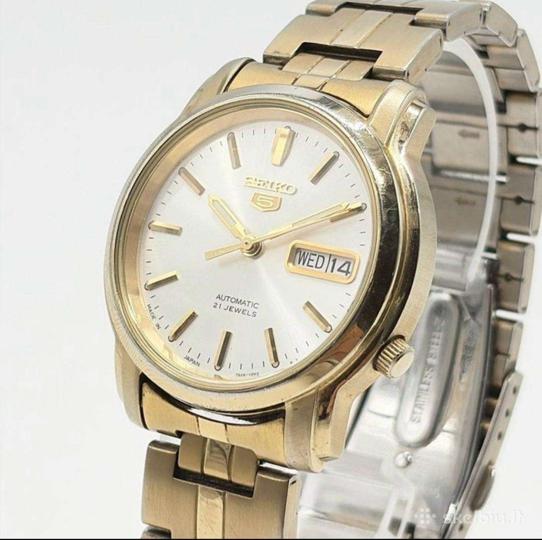 Paauksuotas vintažinis Seiko 5 laikrodis