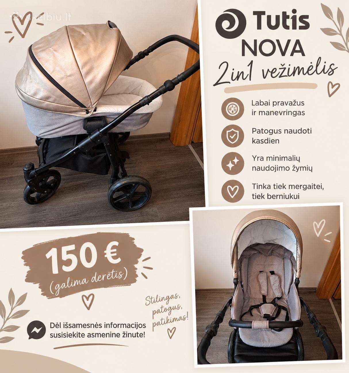 Tutis Nova 2in 1 vežimėlis