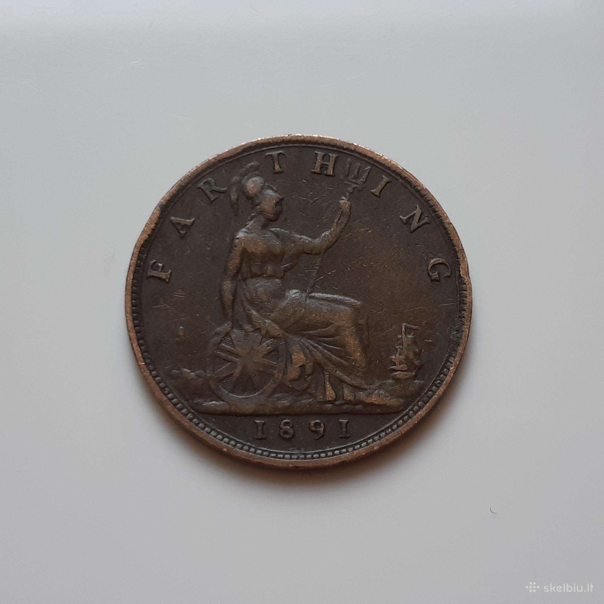 Didžioji Britanija fartingas Viktorija 1891