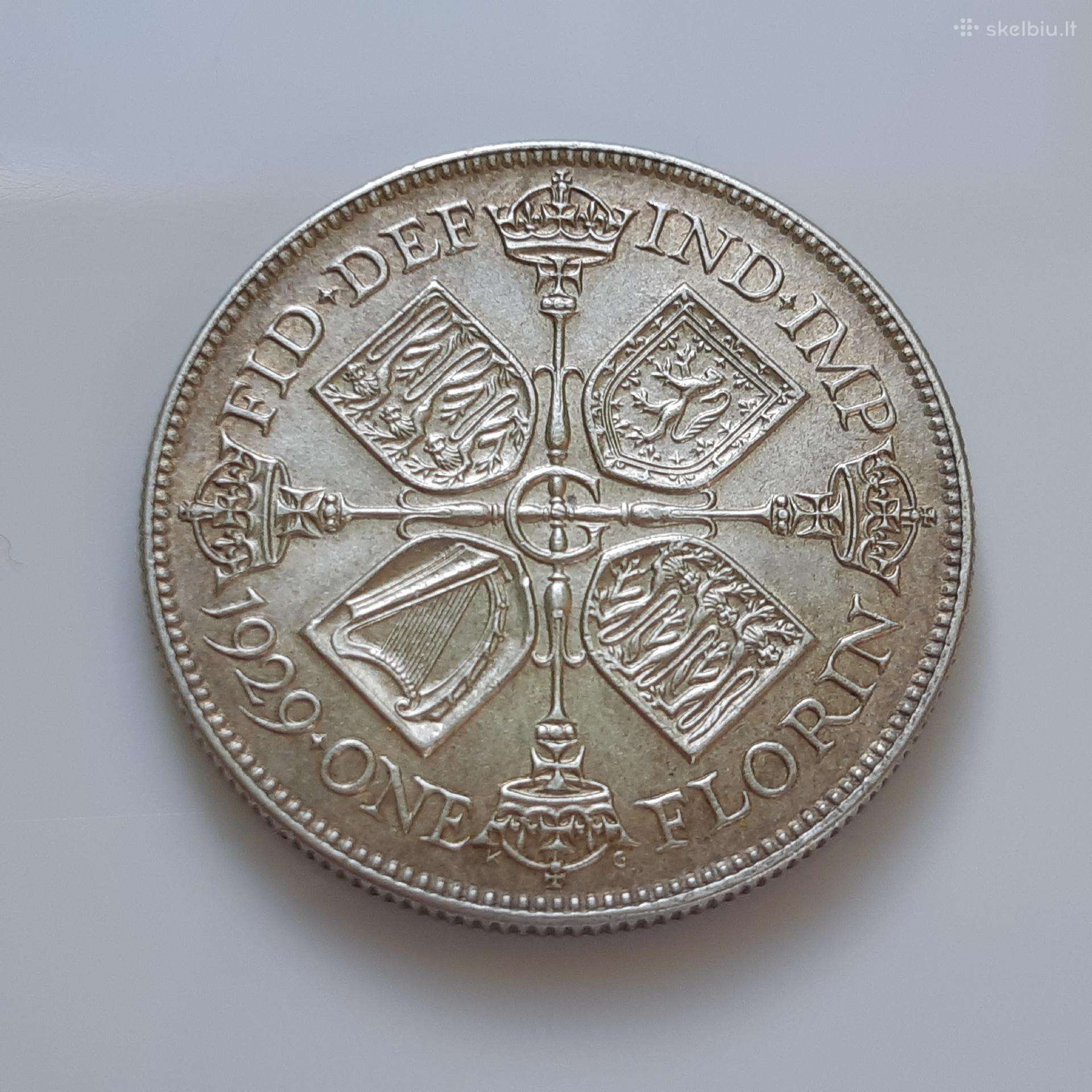 Didžioji Britanija florinas sidabras 1929