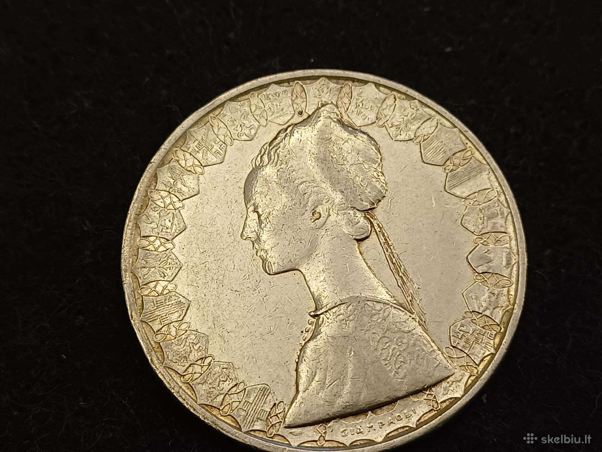 Sidabrine moneta Caravelle lira 500 Italija 1958m.