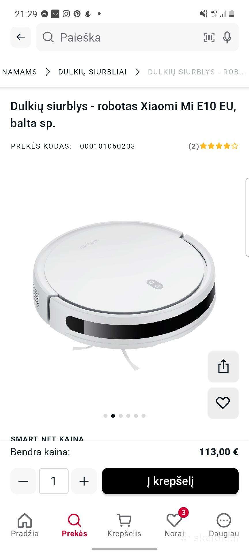 Xiaomi Mi Robot Vacuum S10 - beveik naujas, plauna