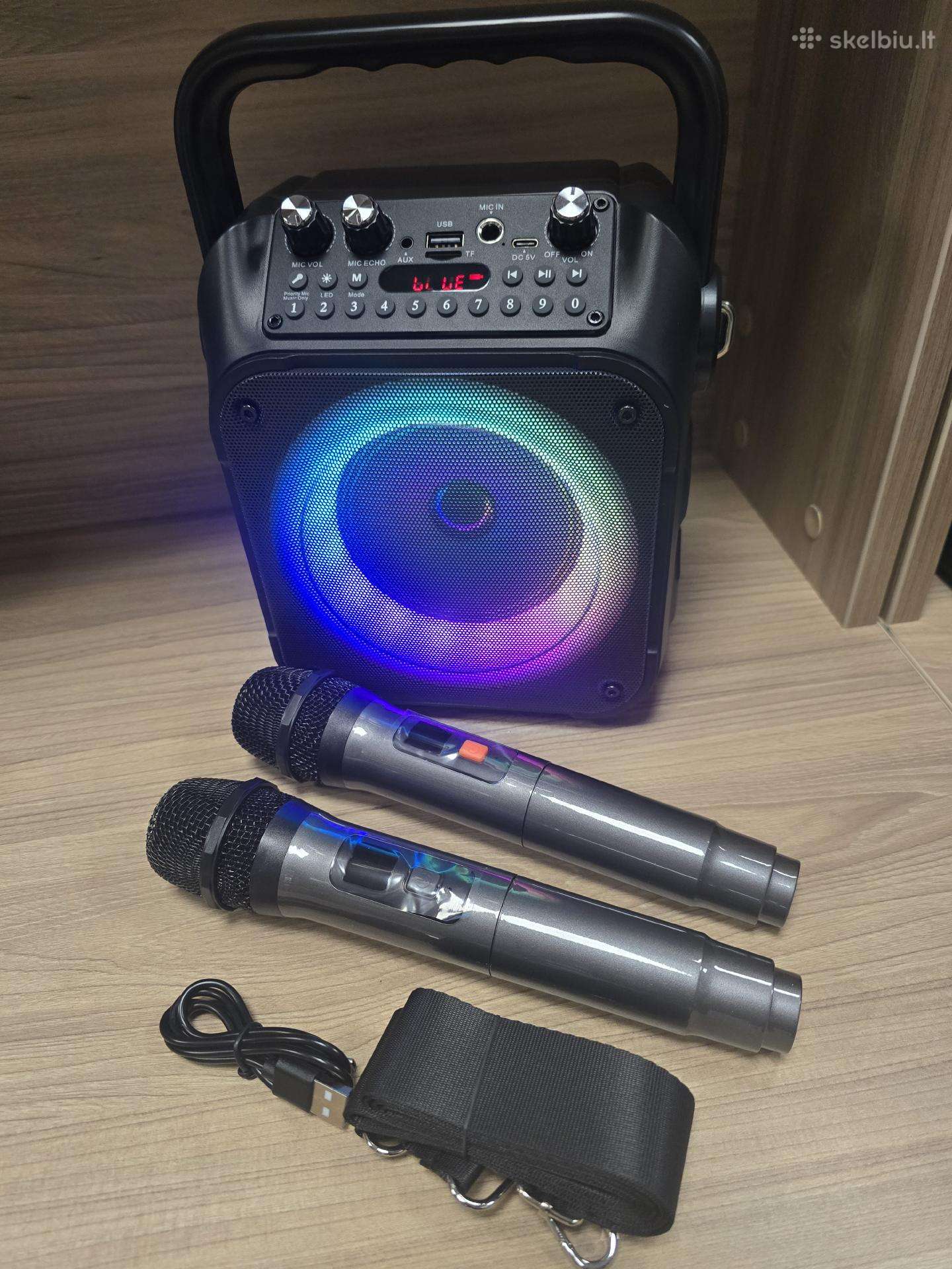 K9-m karaoke kolonėlė su 2 mikrofonais
