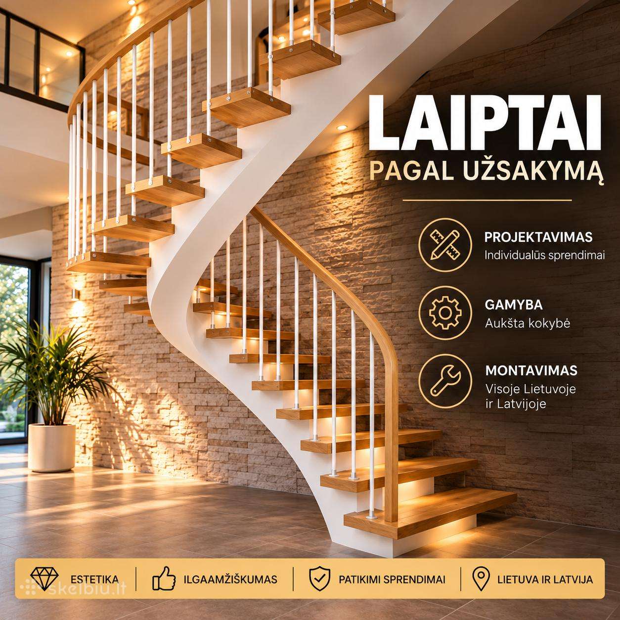 Metaliniai laiptai, turėklai – gamyba, montavimas