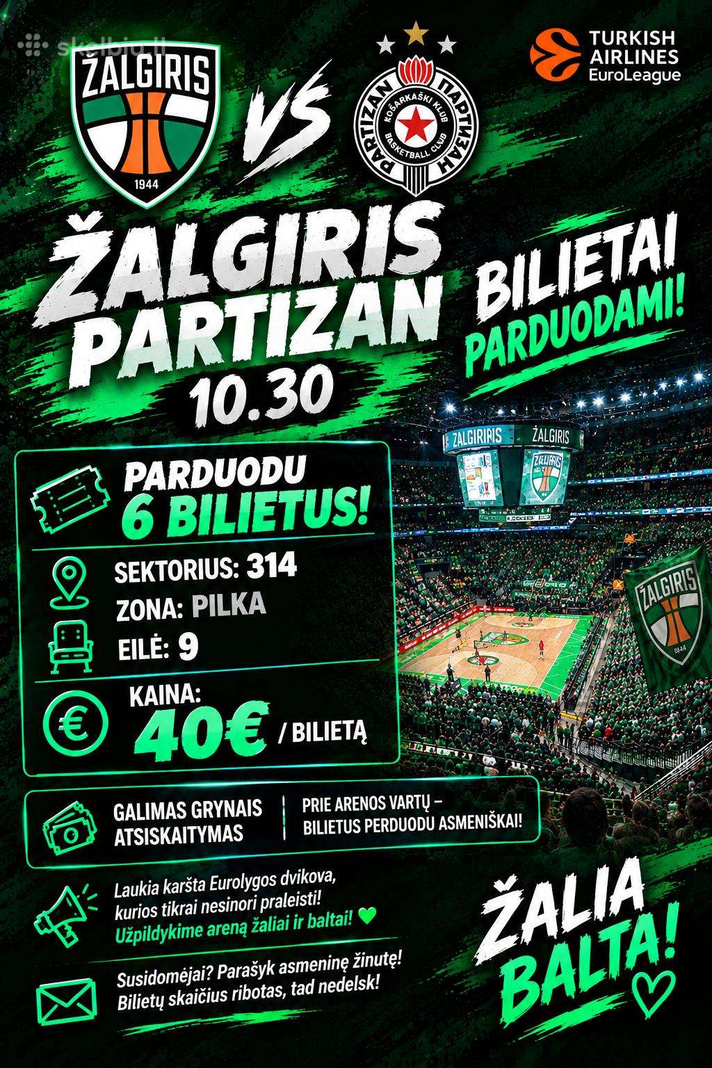 Žalgiris – Partizan 10.30 Bilietai