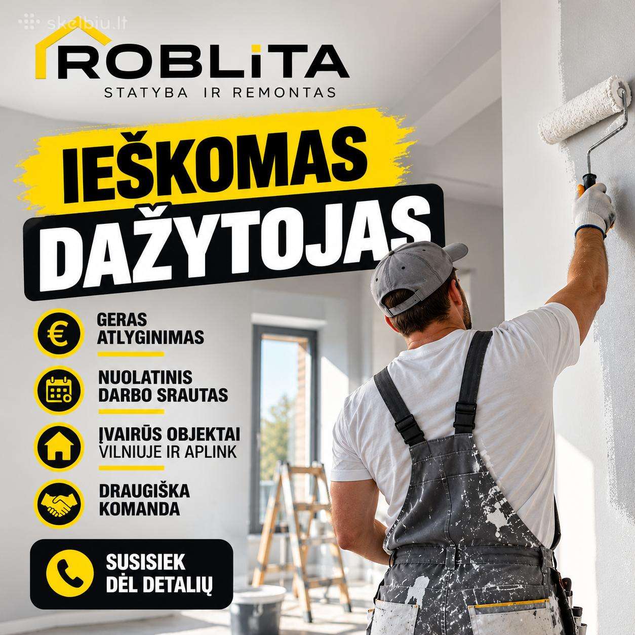 Ieškomas dažytojas Vilniuje Roblita