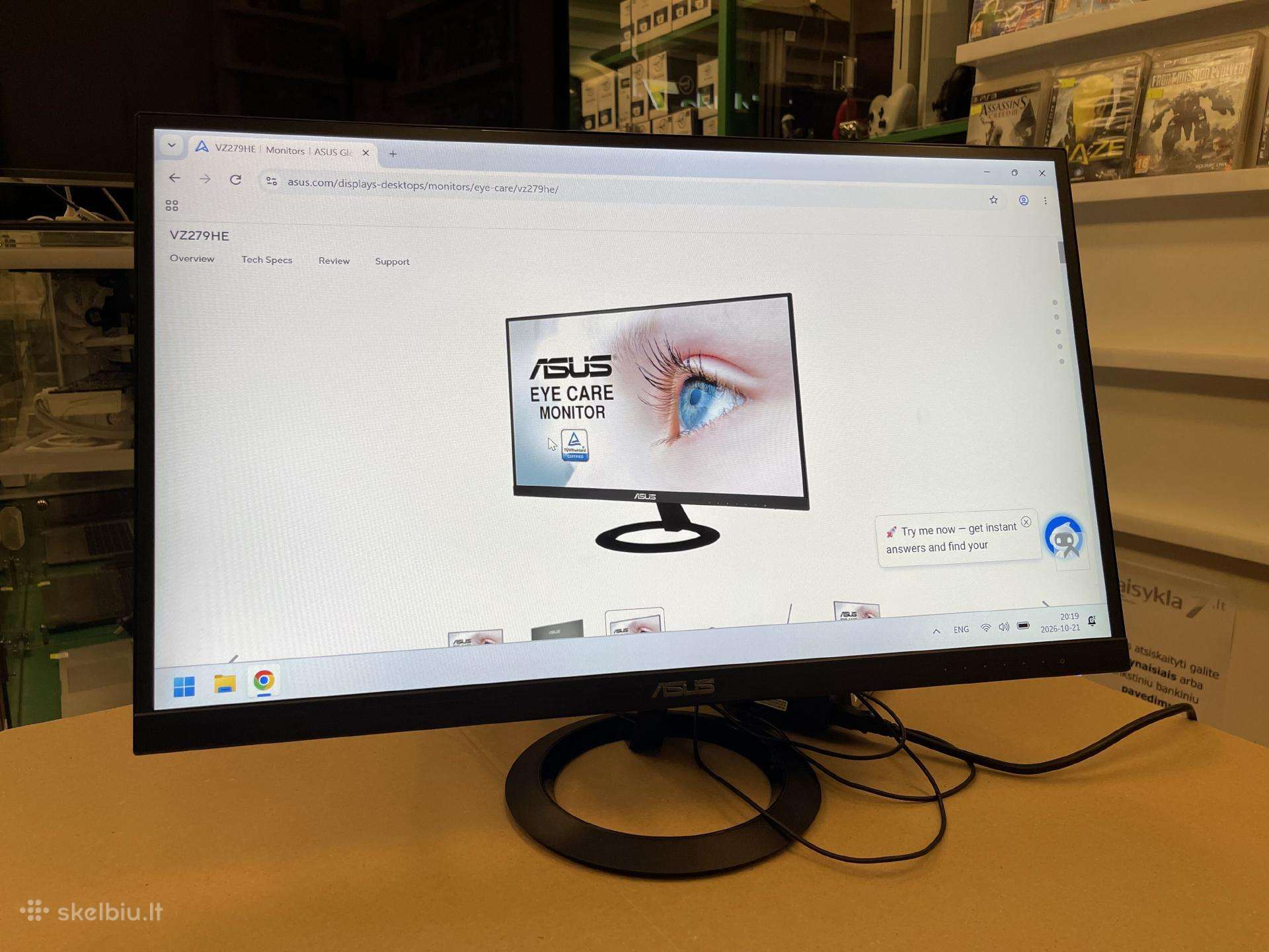 27" Asus Full HD Ips monitorius su garantija