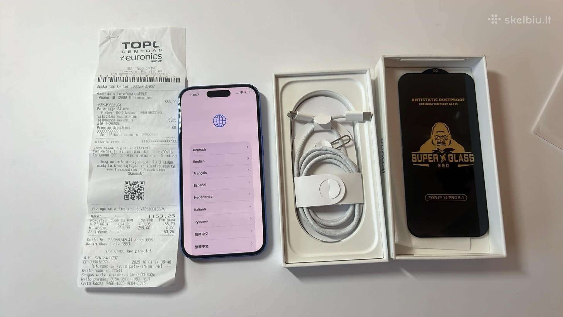 iPhone 16-128gb mėlynas