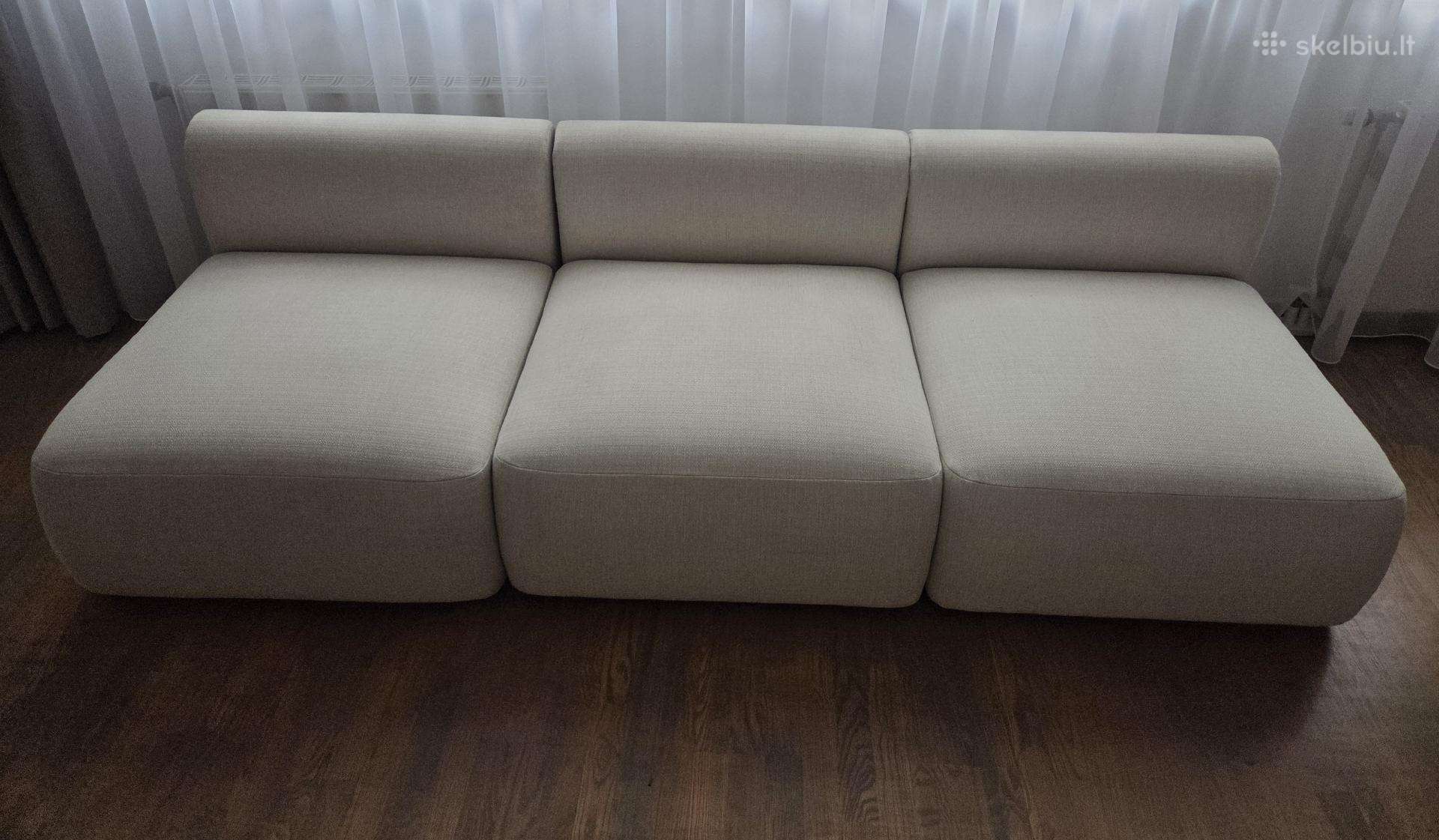 Kreminė modulinė sofa – 3 dalys