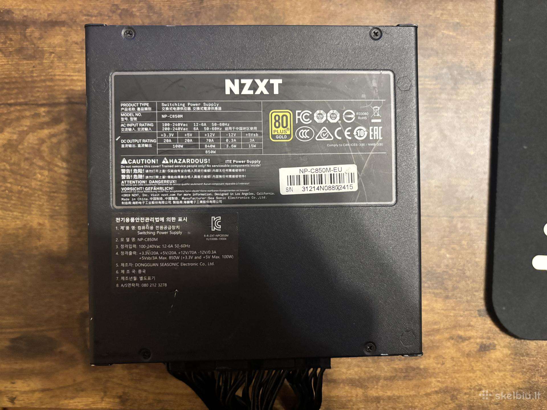 Nzxt C850 850w 80 Plus Gold maitinimo blokas (Psu)