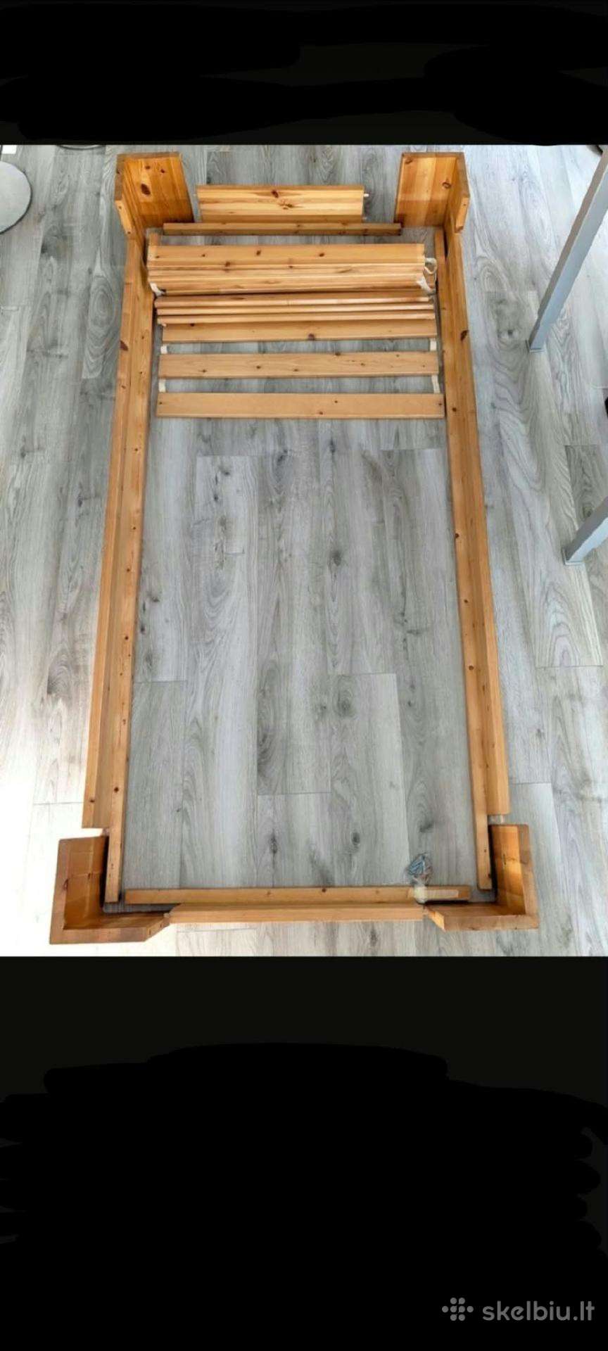 Masyvo medienos lova / pušis, 90x200, su čiužiniu