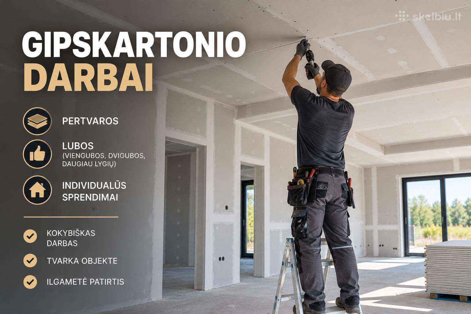 Darbas gipso meistrui